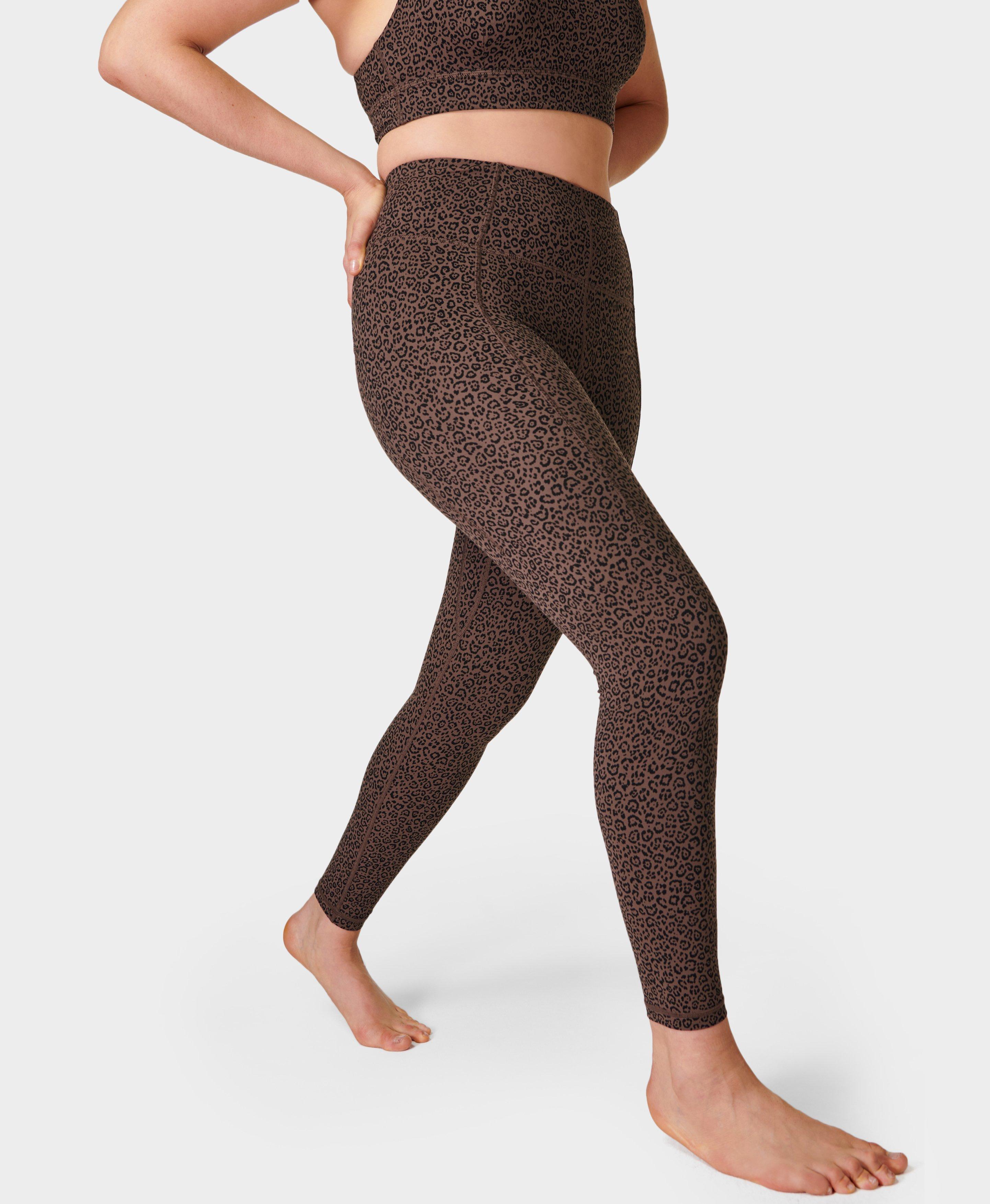 St Day Leopard Jaguar Brown Flare Yoga Pants for Women Loose Wide