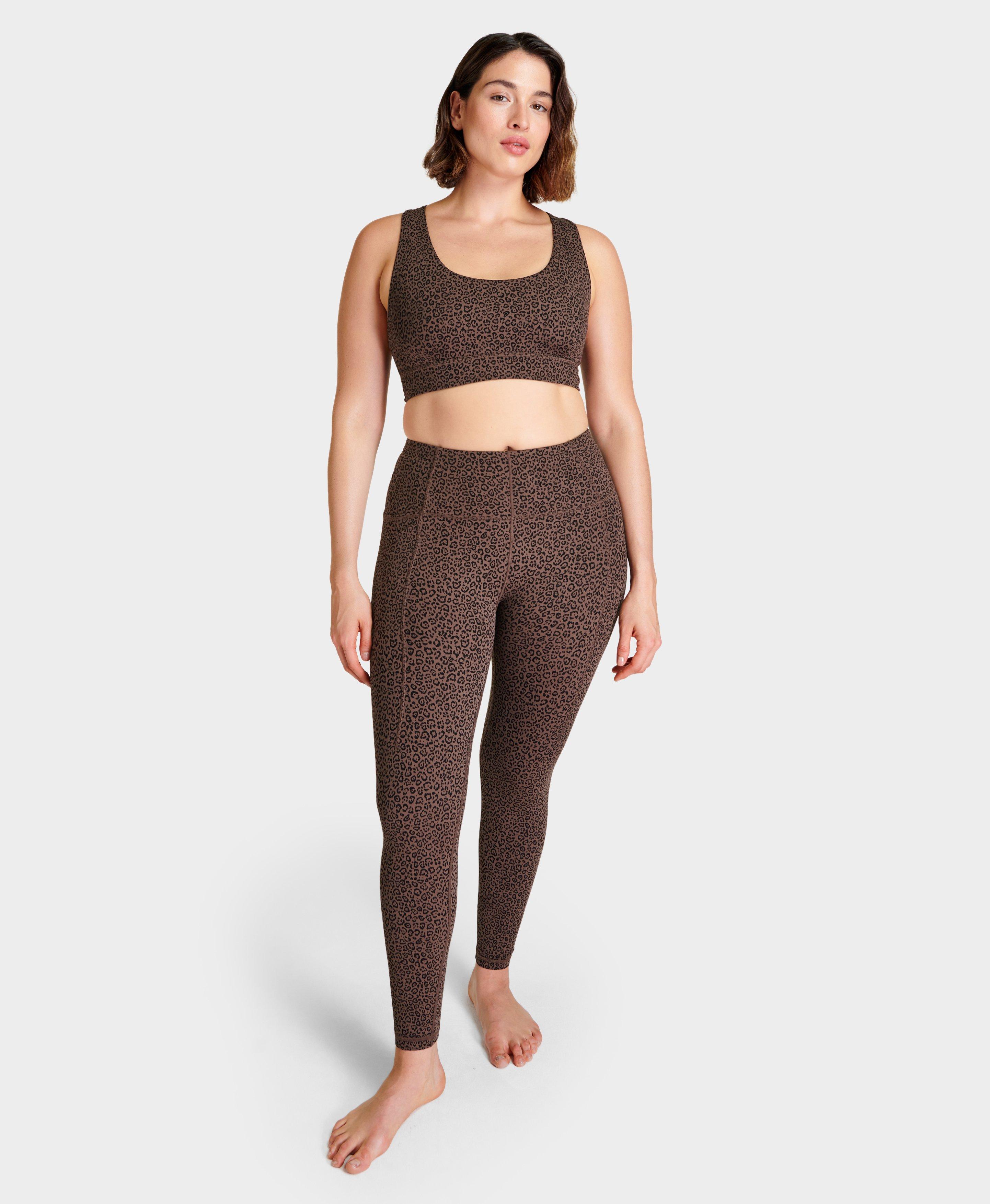 Safari Capri Leggings for Women Printed Brown Workout / Yoga Pants