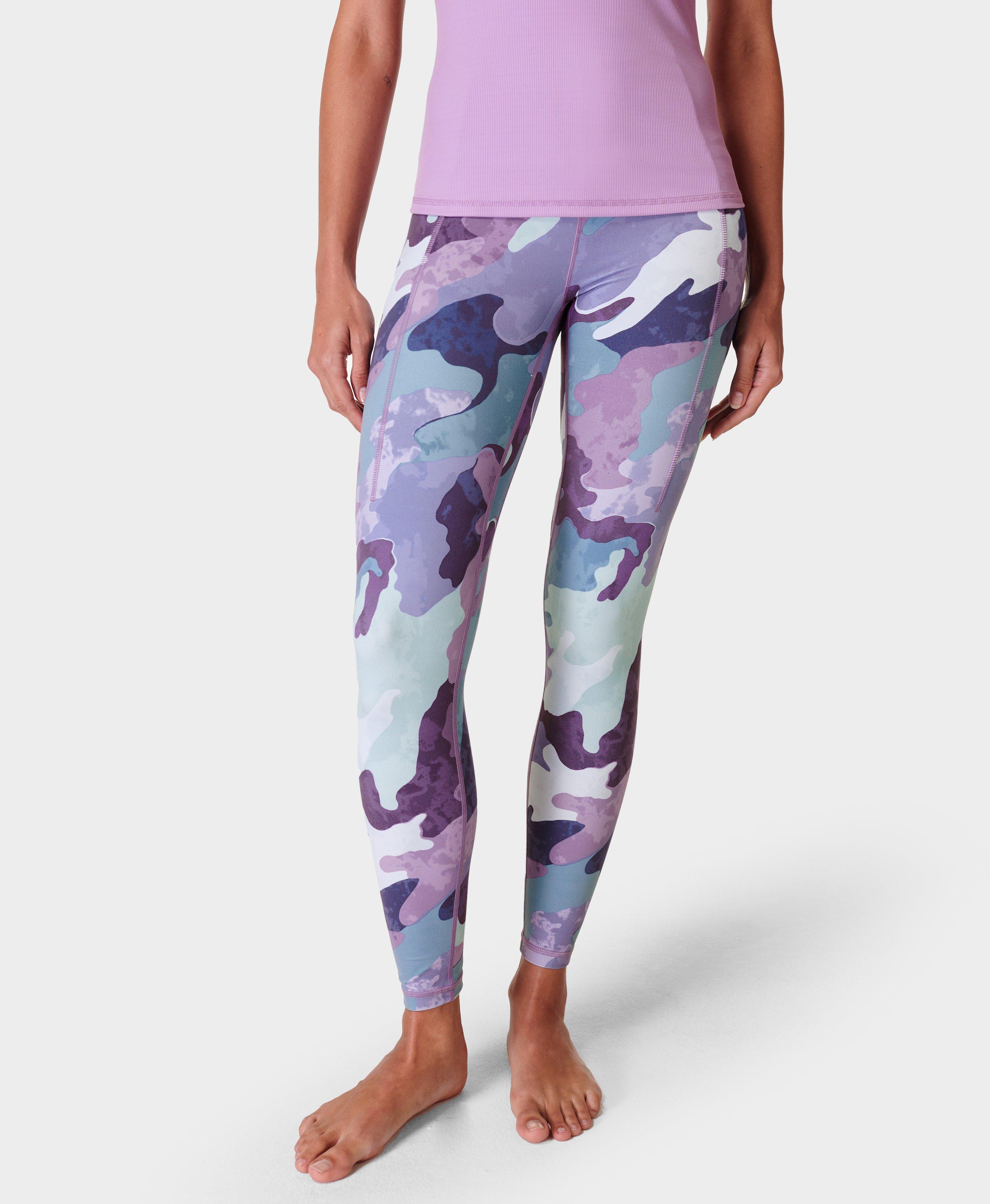 Power Gym Leggings - Green Painted Camo Print