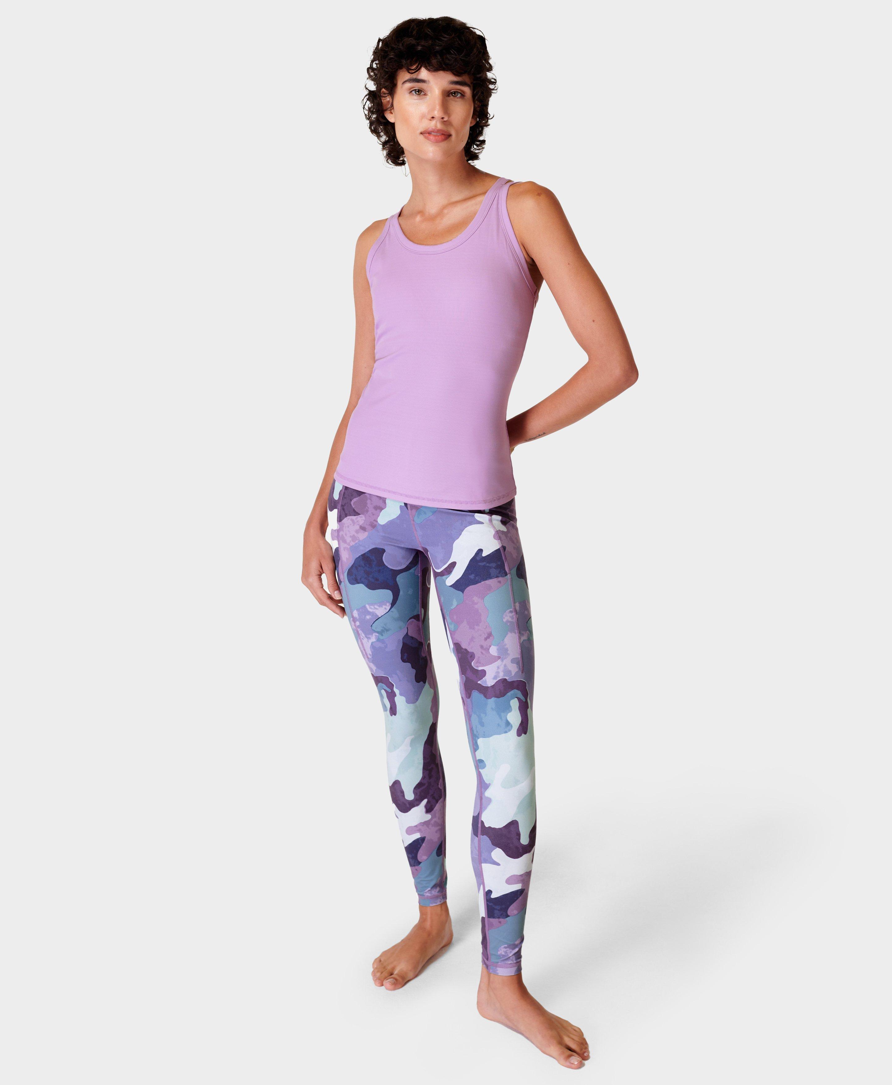 Sweaty Betty All Day Contour Workout Leggings, Green Hibiscus Floral Print,  XXS