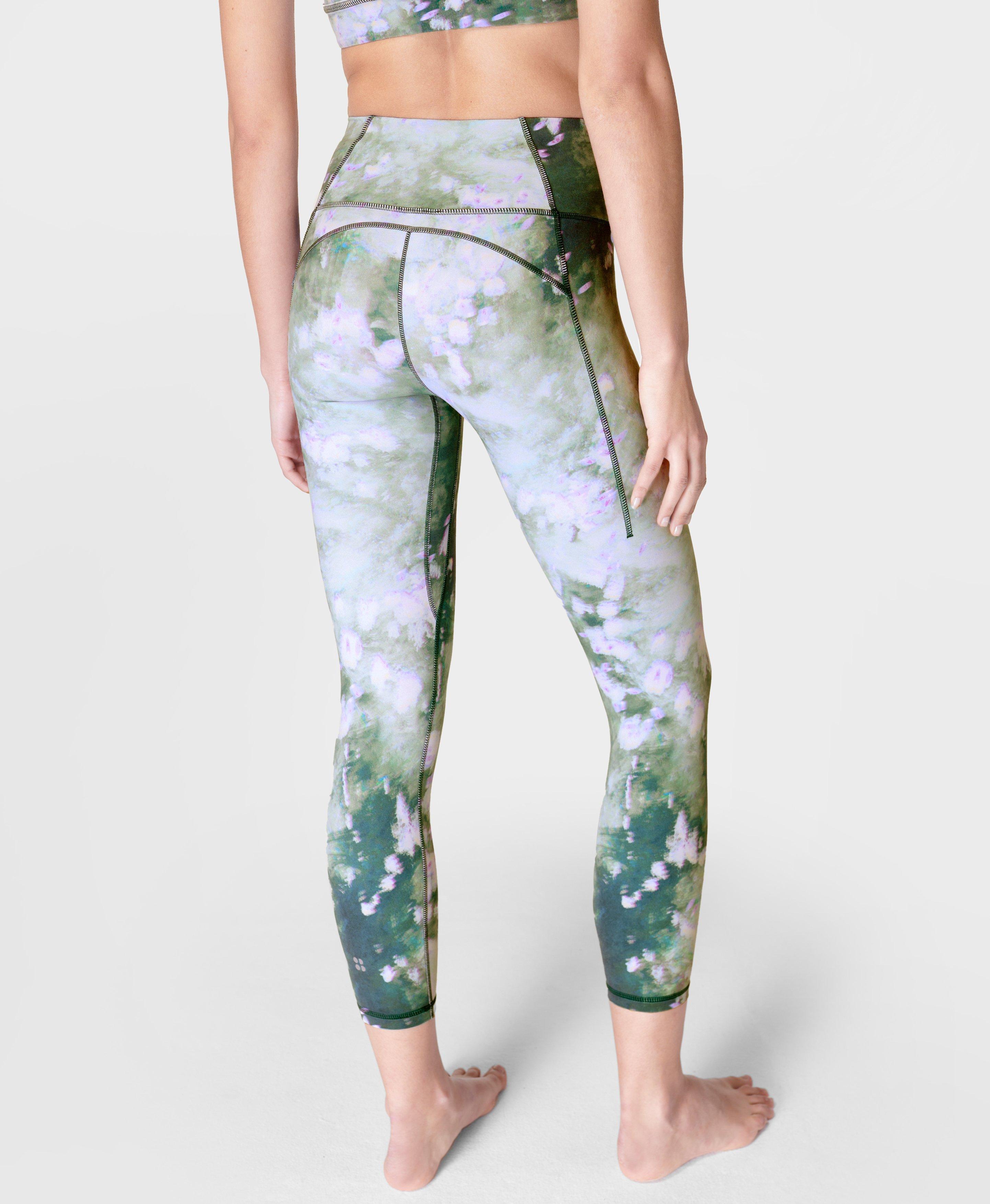 Super Soft 7/8 Yoga Leggings - Green Lavender Meadow Print