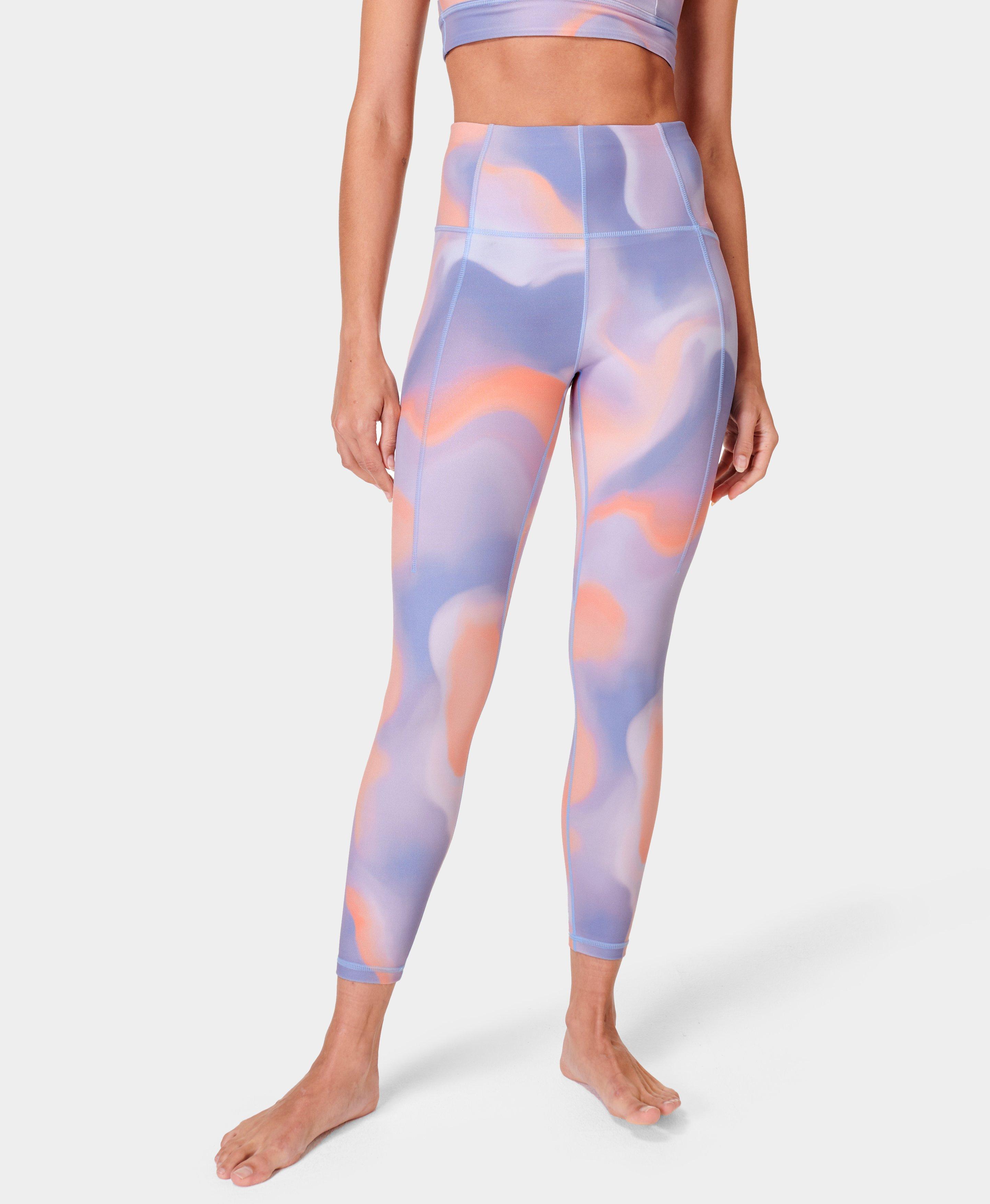 Super Soft 7/8 Yoga Leggings - Orange Cloud Print, Women's Leggings