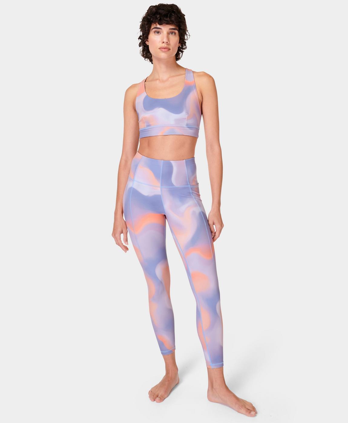 Super Soft 7/8 Yoga Leggings - Orange Cloud Print, Women's Leggings