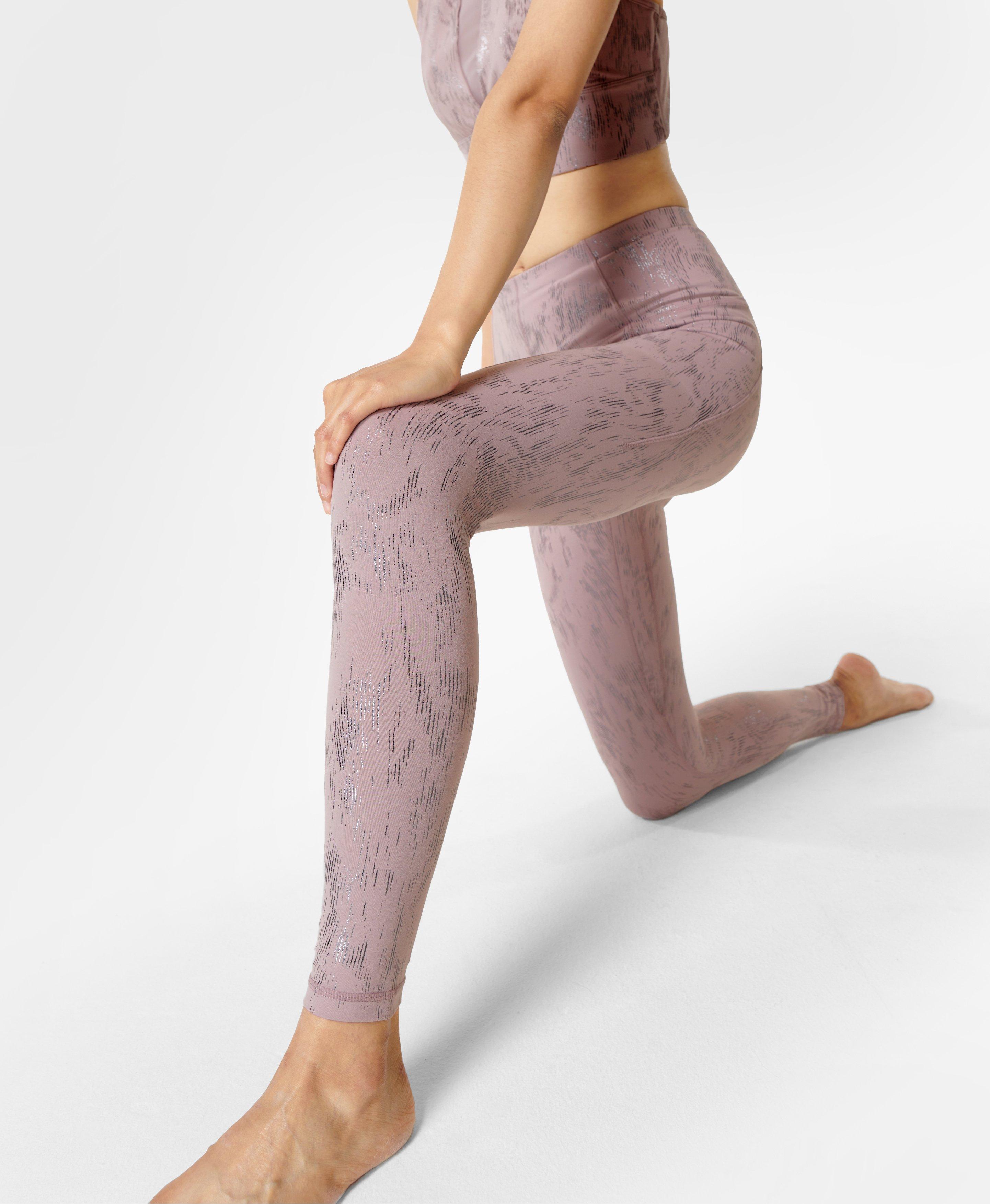 Metallic Foil Print Leggings Pink