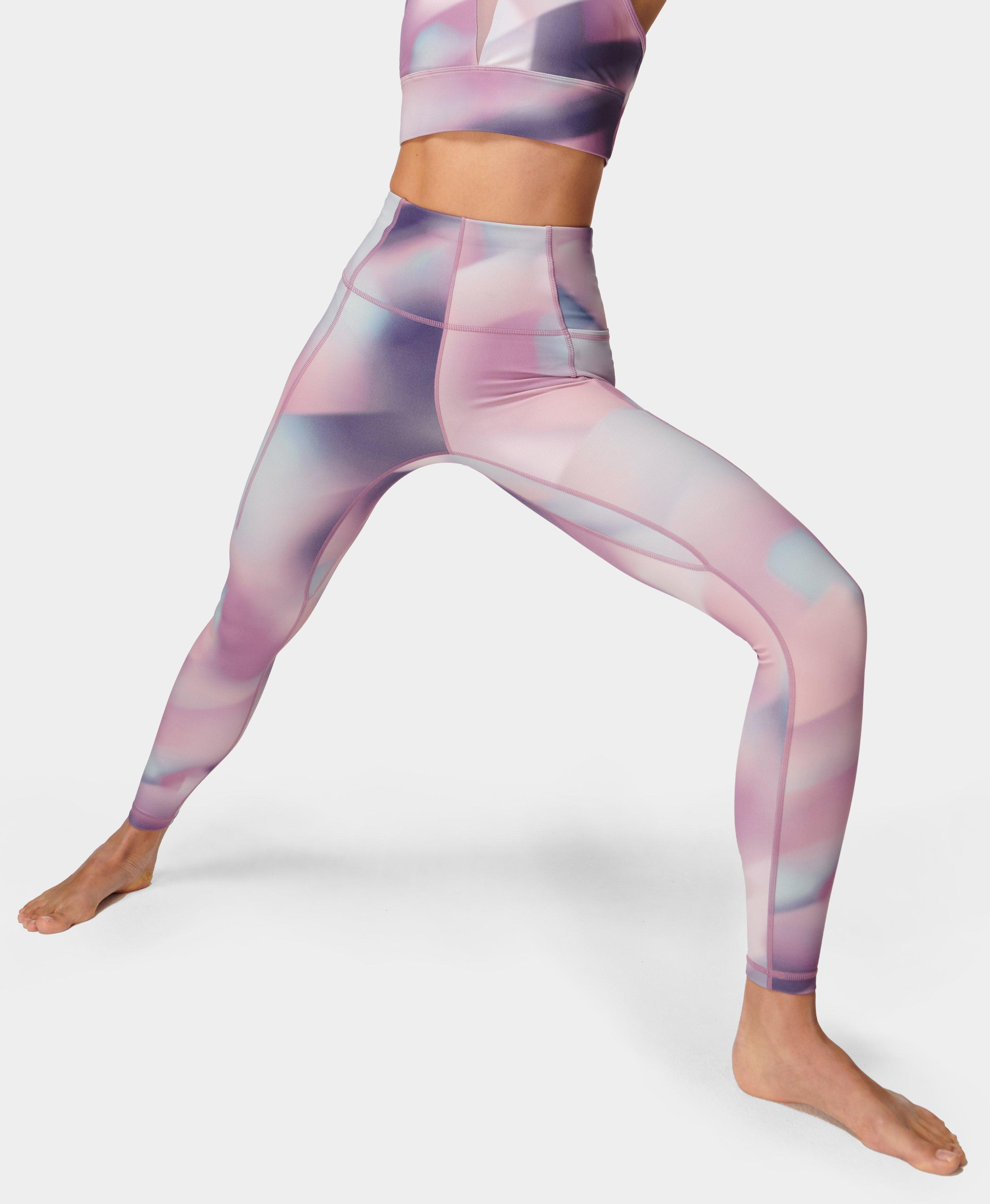 Super Soft Yoga Leggings - Pink Spliced Gradient Print, Women's Leggings