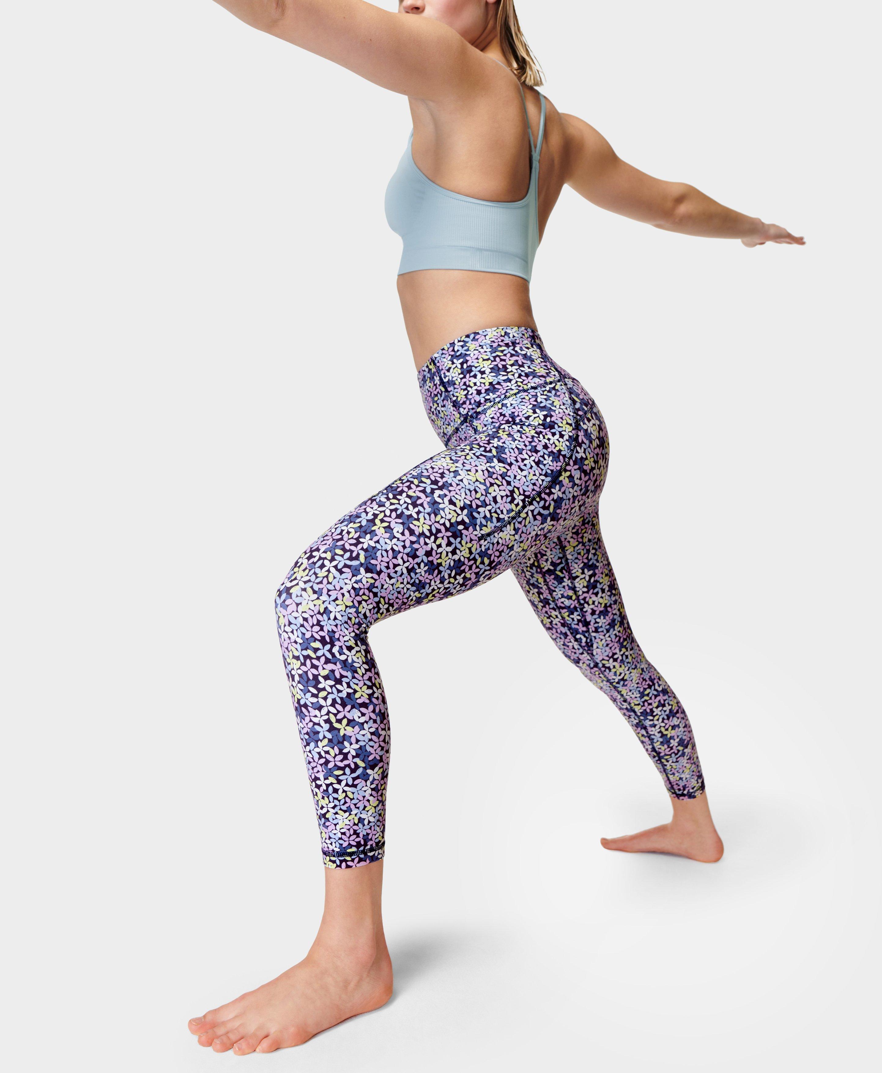 Super Soft 7/8 Yoga Leggings - Purple Floral Shadow Print, Women's Leggings
