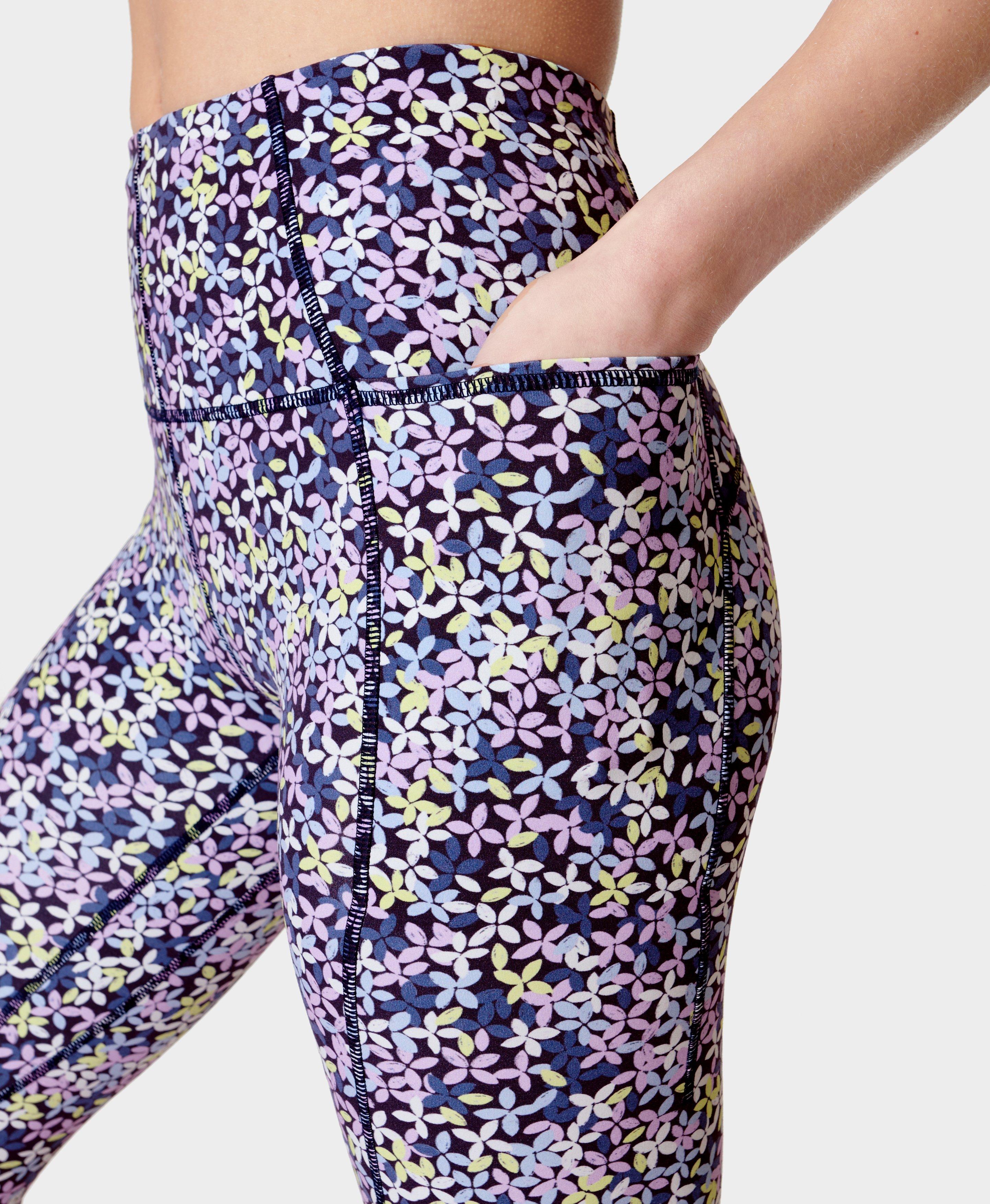 Super Soft Yoga Leggings - Purple Floral Shadow Print