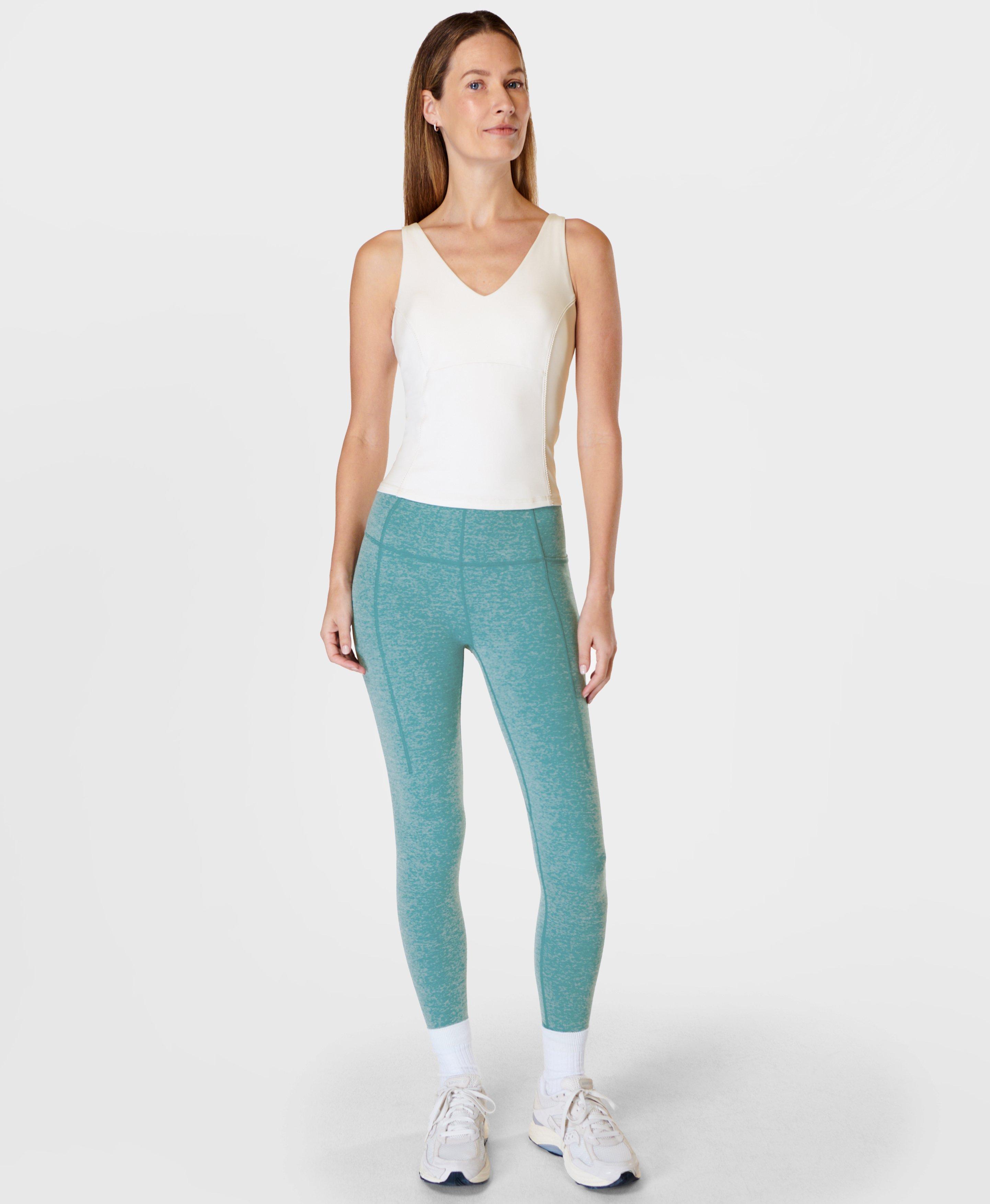 Jockey Solid Blue Teal Leggings Size M - 57% off