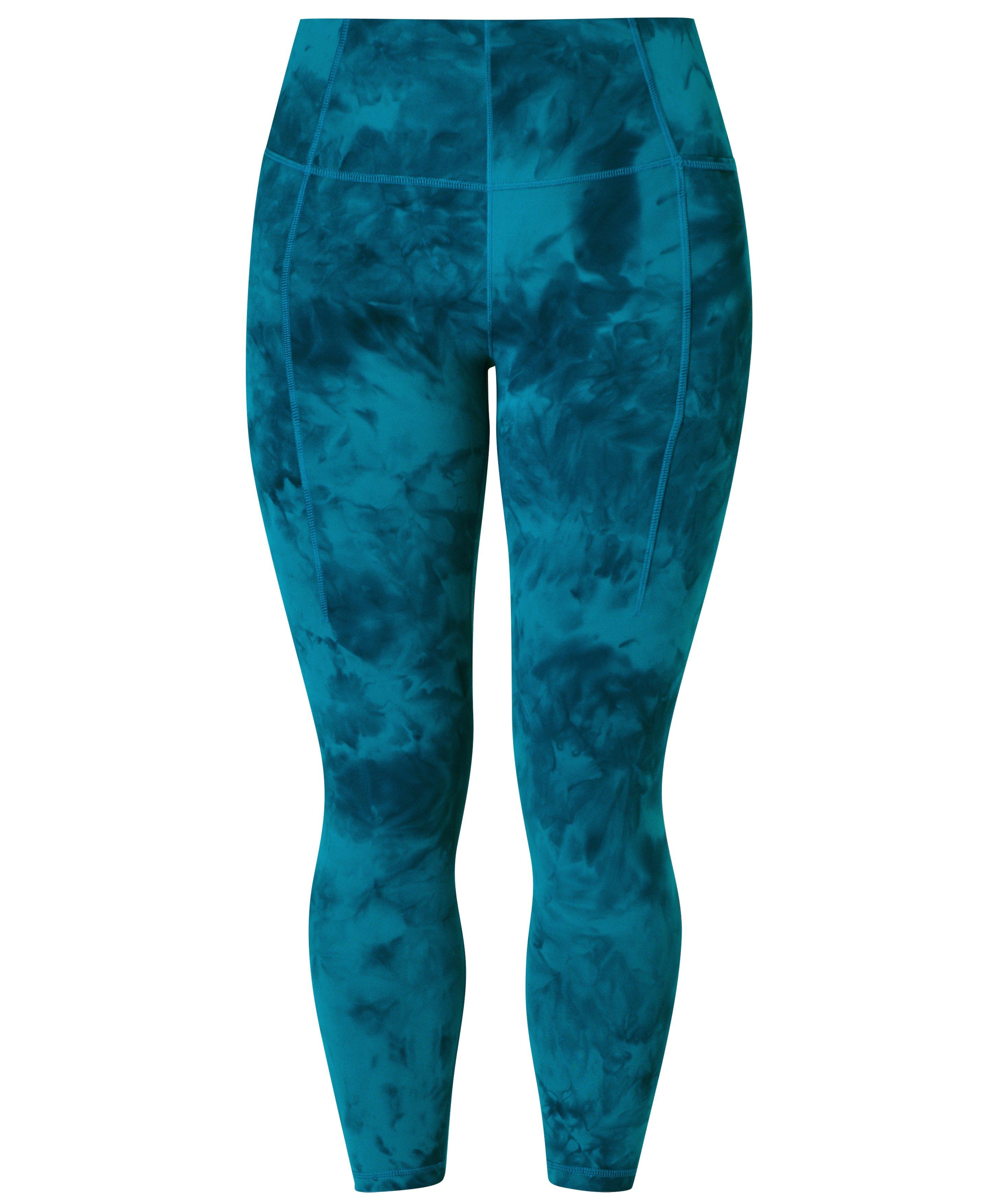 Super Soft 7/8 Yoga Leggings - Reef Teal Blue Spray Dye, Women's Leggings