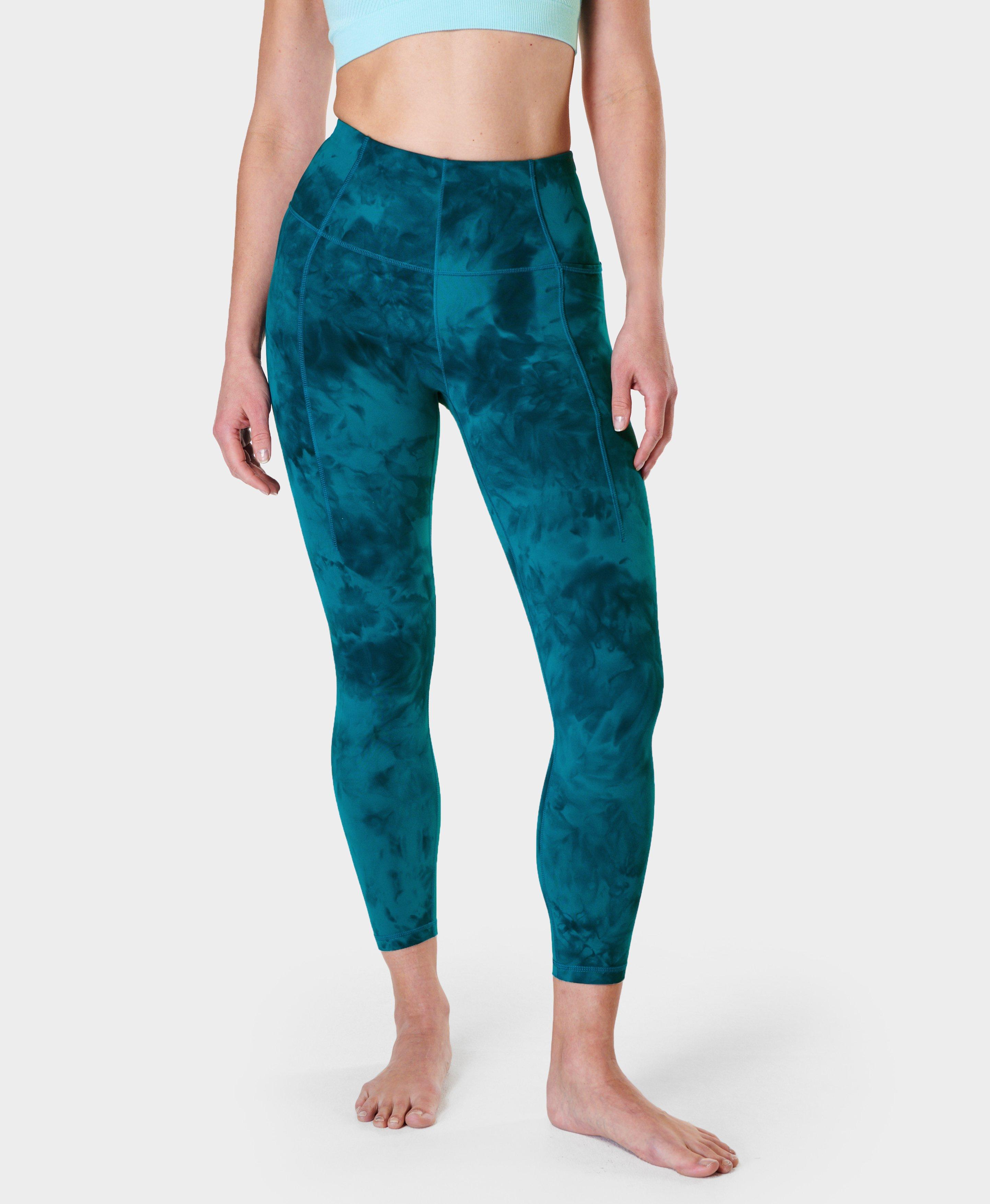 Super Soft 7/8 Yoga Leggings - Reef Teal Blue Spray Dye, Women's Leggings