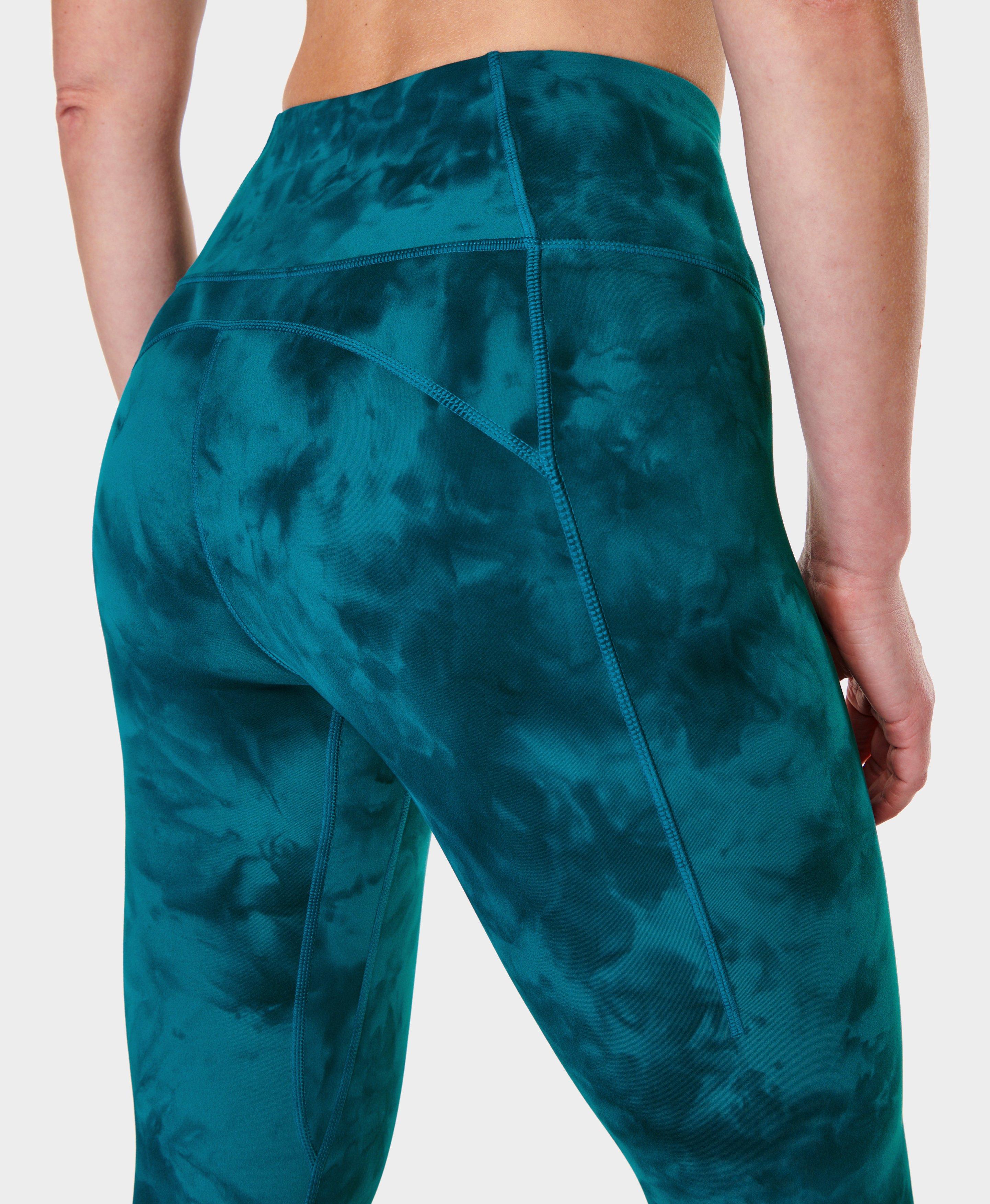 Super Soft 7/8 Yoga Leggings - Reef Teal Blue Spray Dye, Women's Leggings