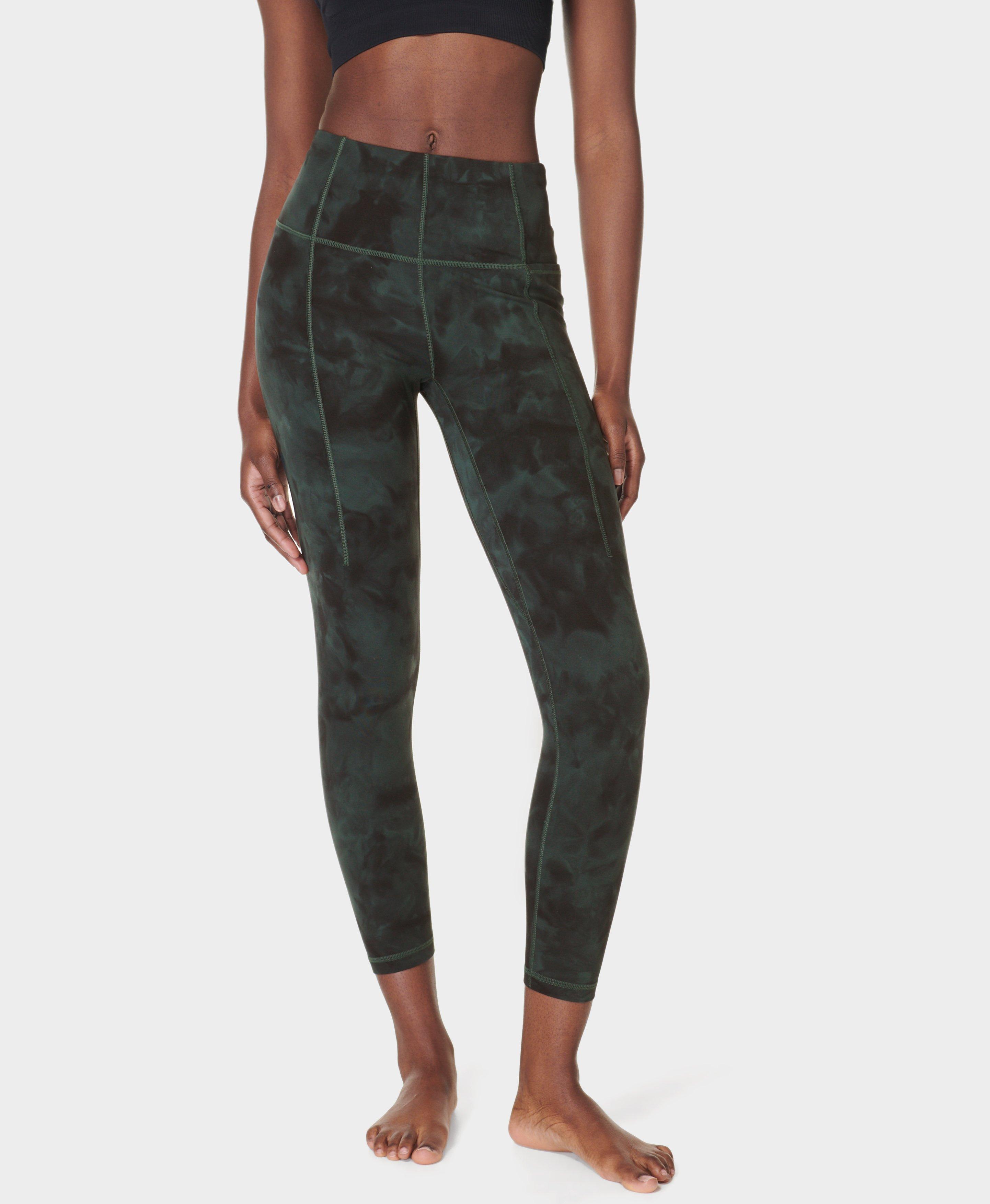 Super Soft 7/8 Yoga Leggings - Trek Green Spray Dye