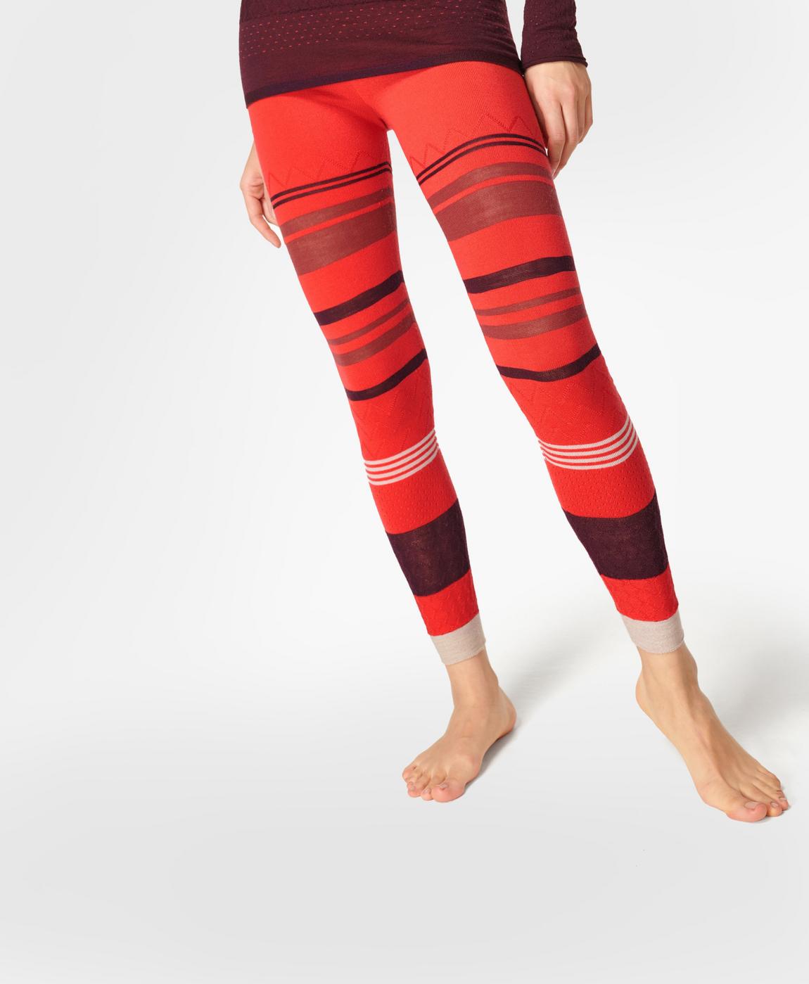 Betty Ski Merino Base Layer Leggings - Pentas Red Multi