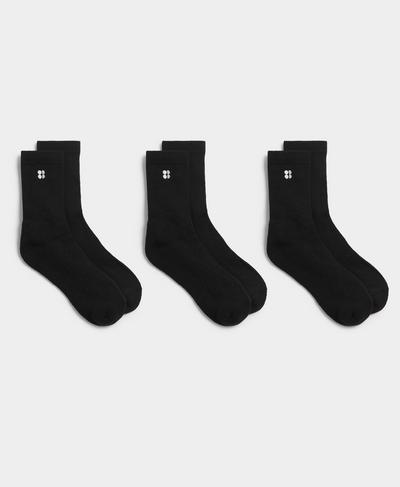 Essentials Go Faster Ankle Socks 3 Pack , Black | Sweaty Betty