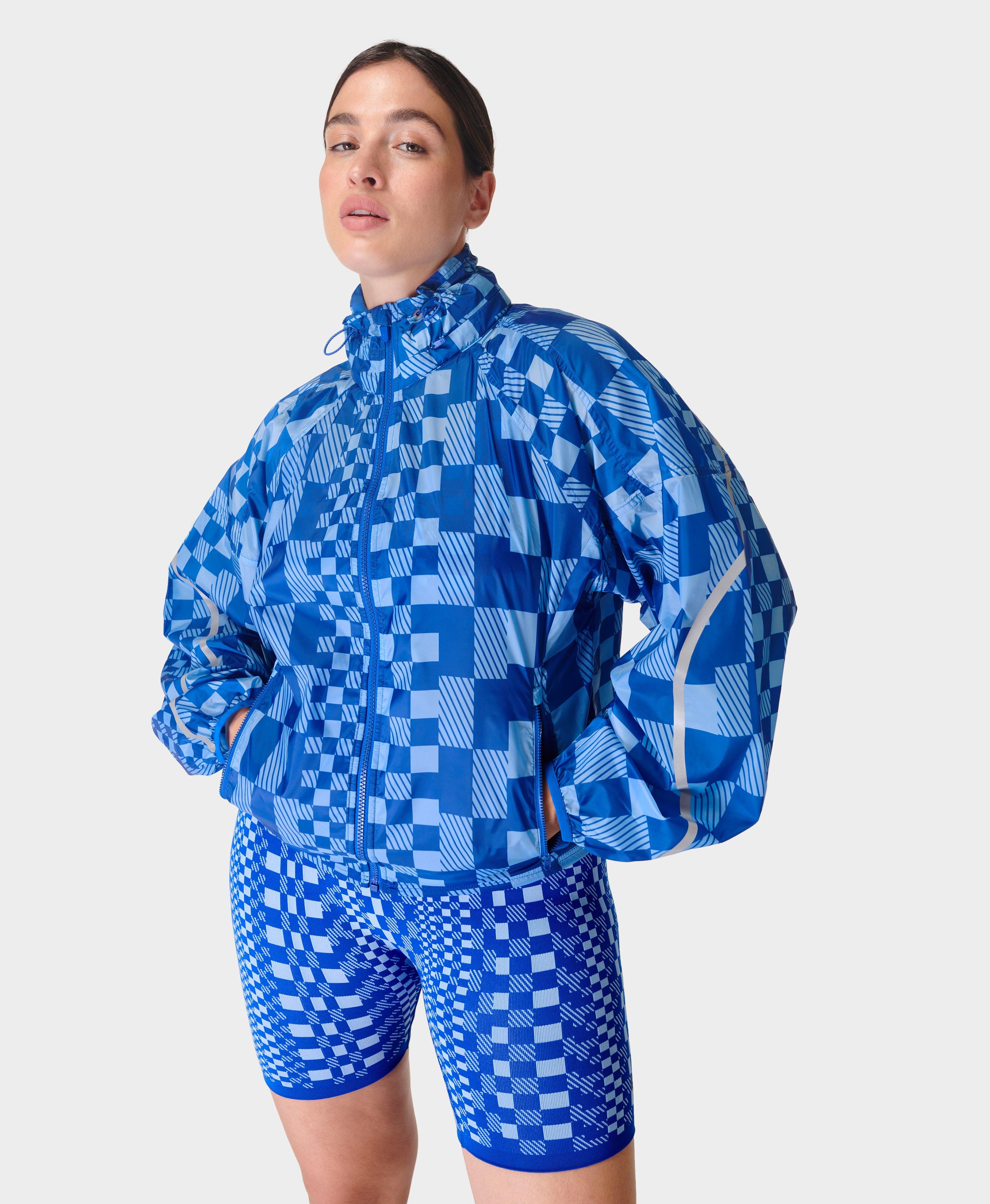 Pack Away Jacket - Large Blue Textural Shift Print - Sweaty Betty