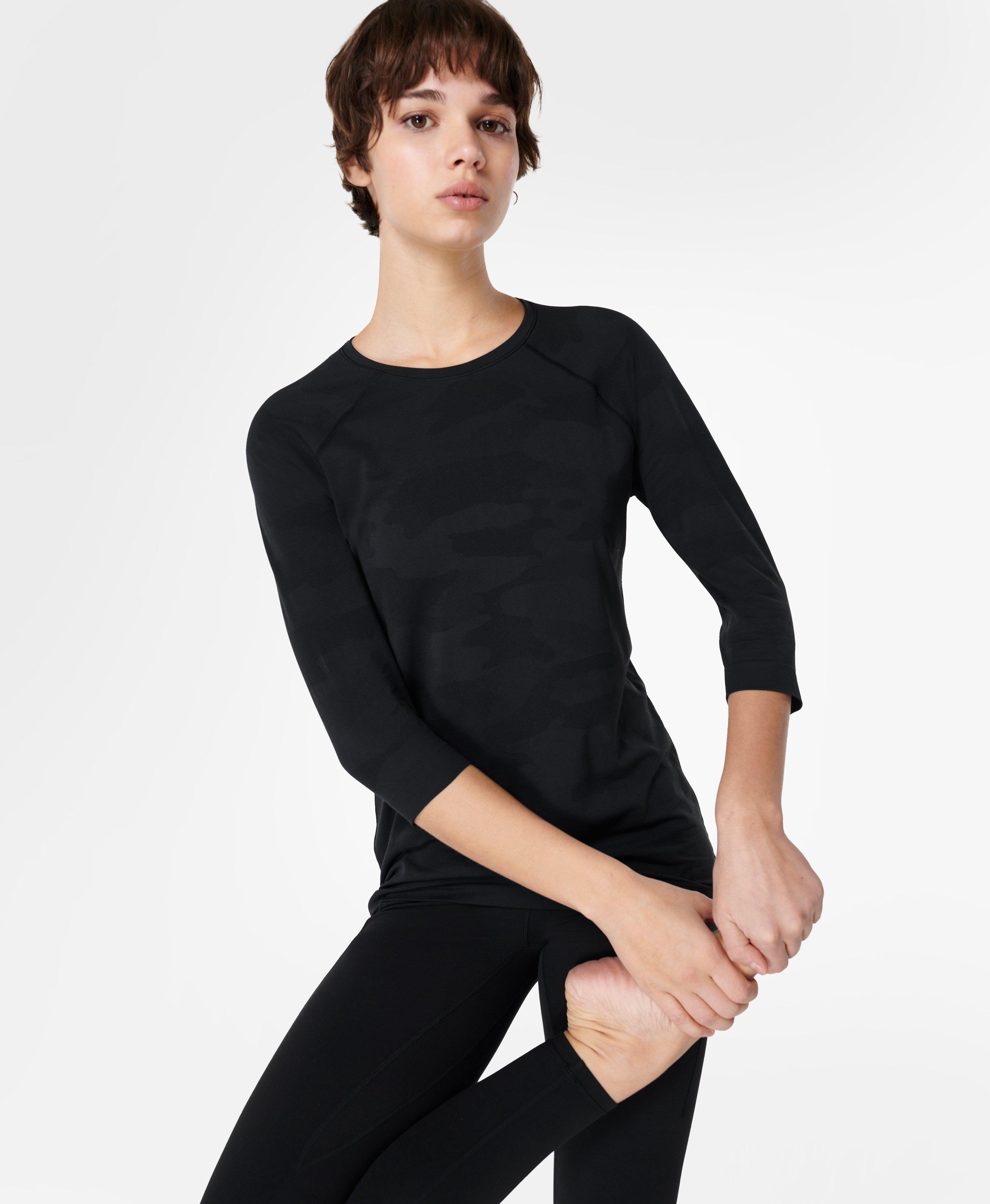 Dynamic Seamless Yoga Top Black Women s T Shirts Sweaty Betty