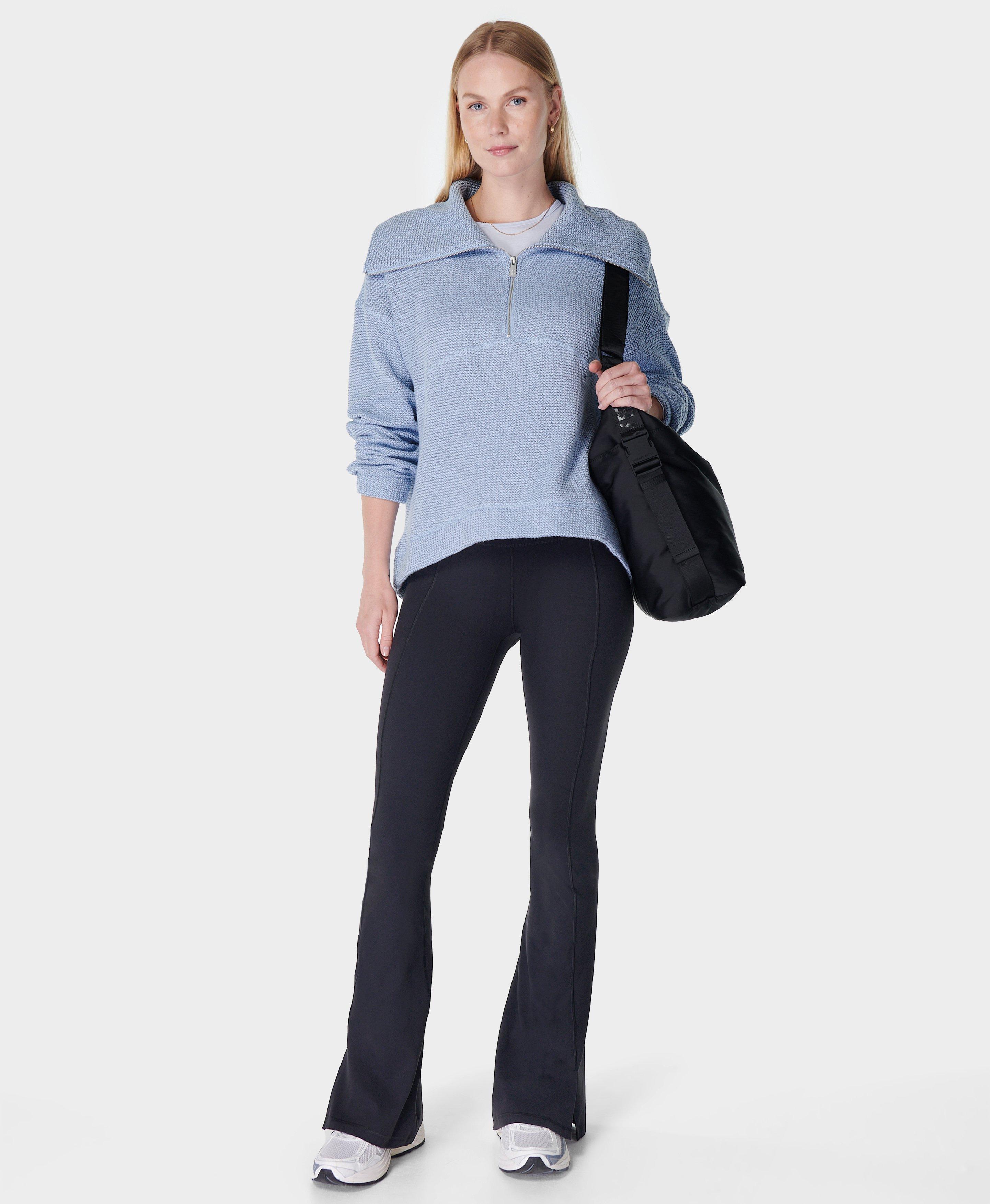 Restful Boucle Half Zip Sweatshirt Breeze Blue Women s Jumpers Sweatshirts Hoodies Sweaty Betty