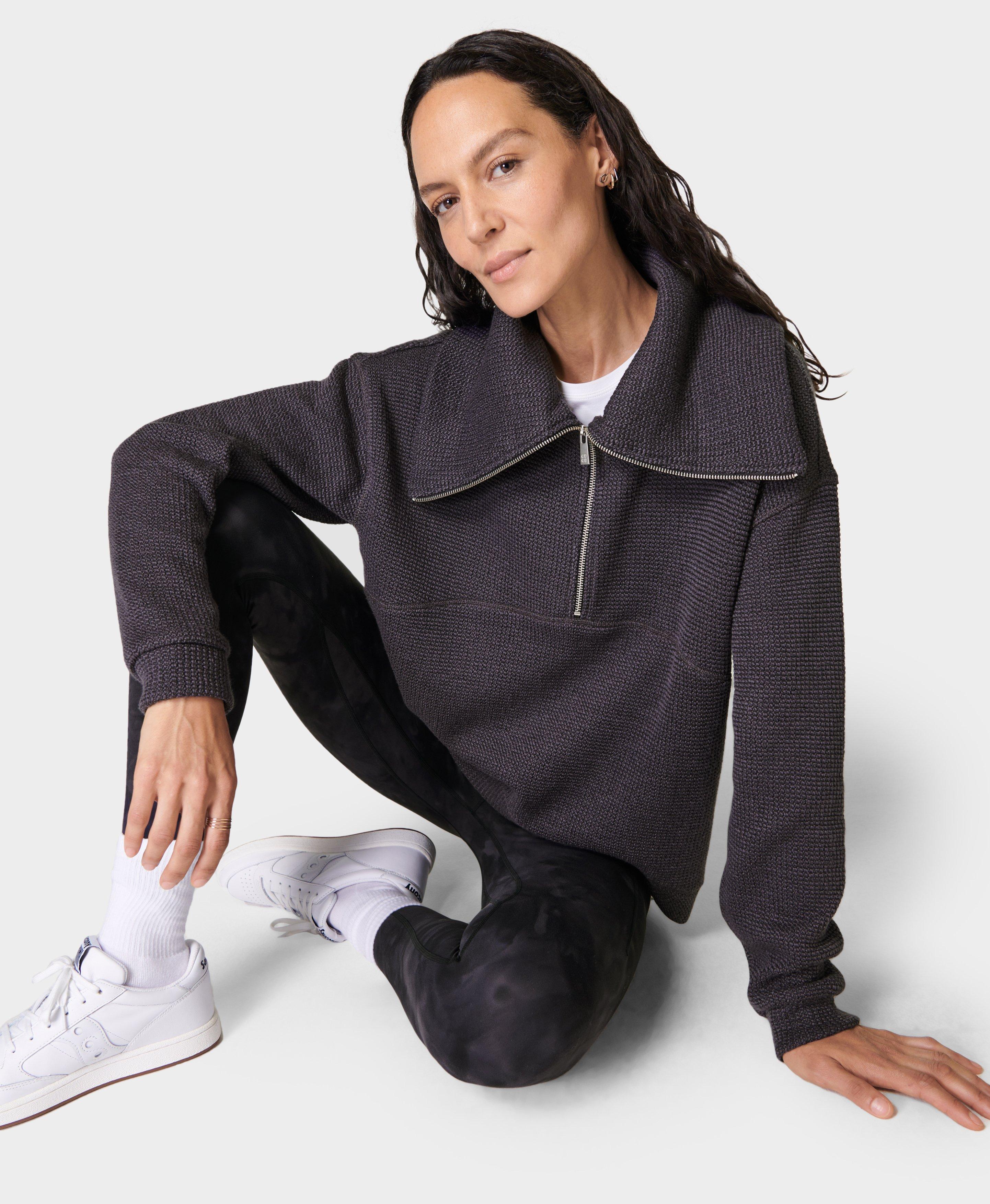 Restful Boucle Half Zip Sweatshirt - Urban Grey, Women's Sweaters +  Hoodies