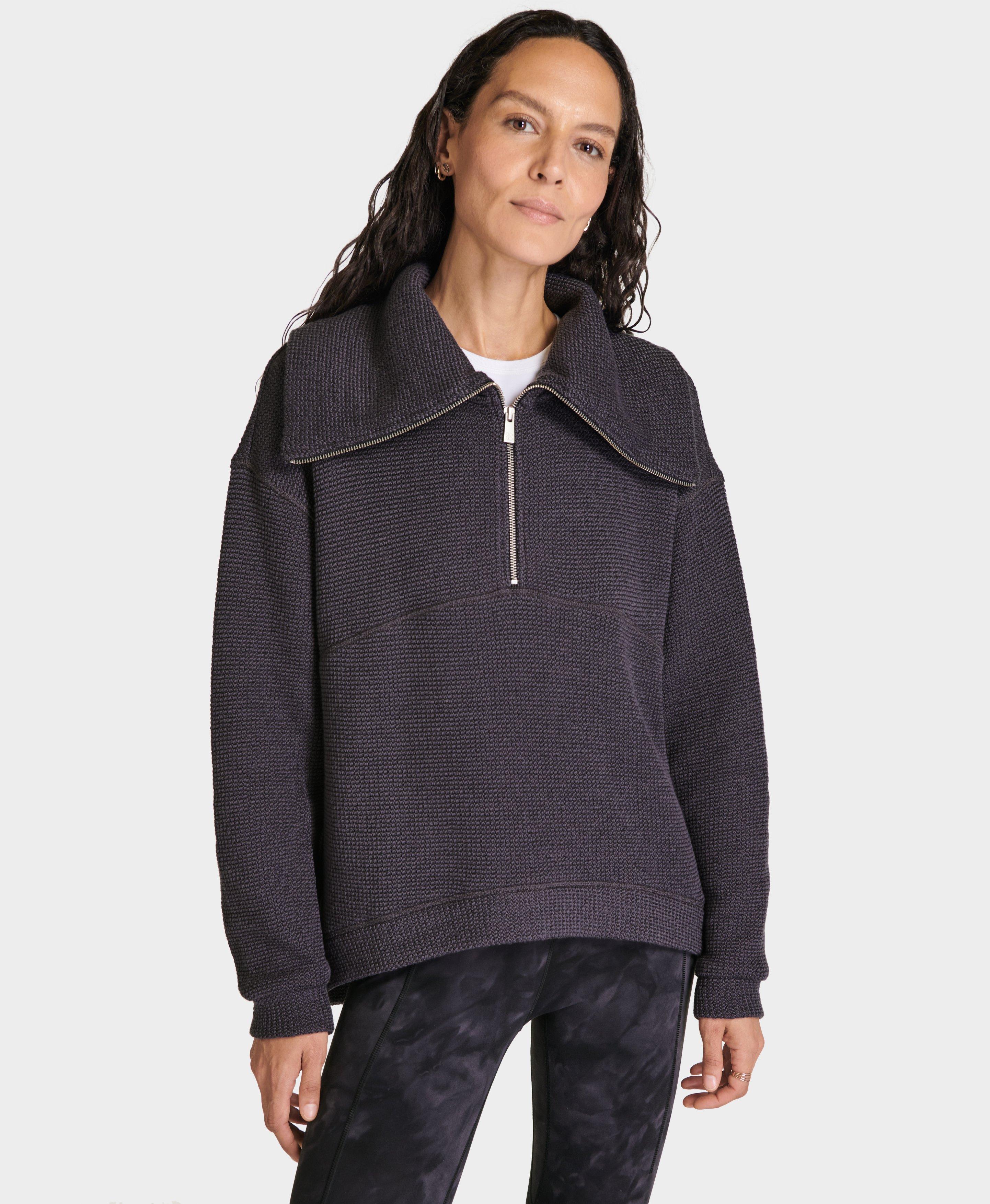 Restful Boucle Half Zip Sweatshirt - Urban Grey | Women's Jumpers 