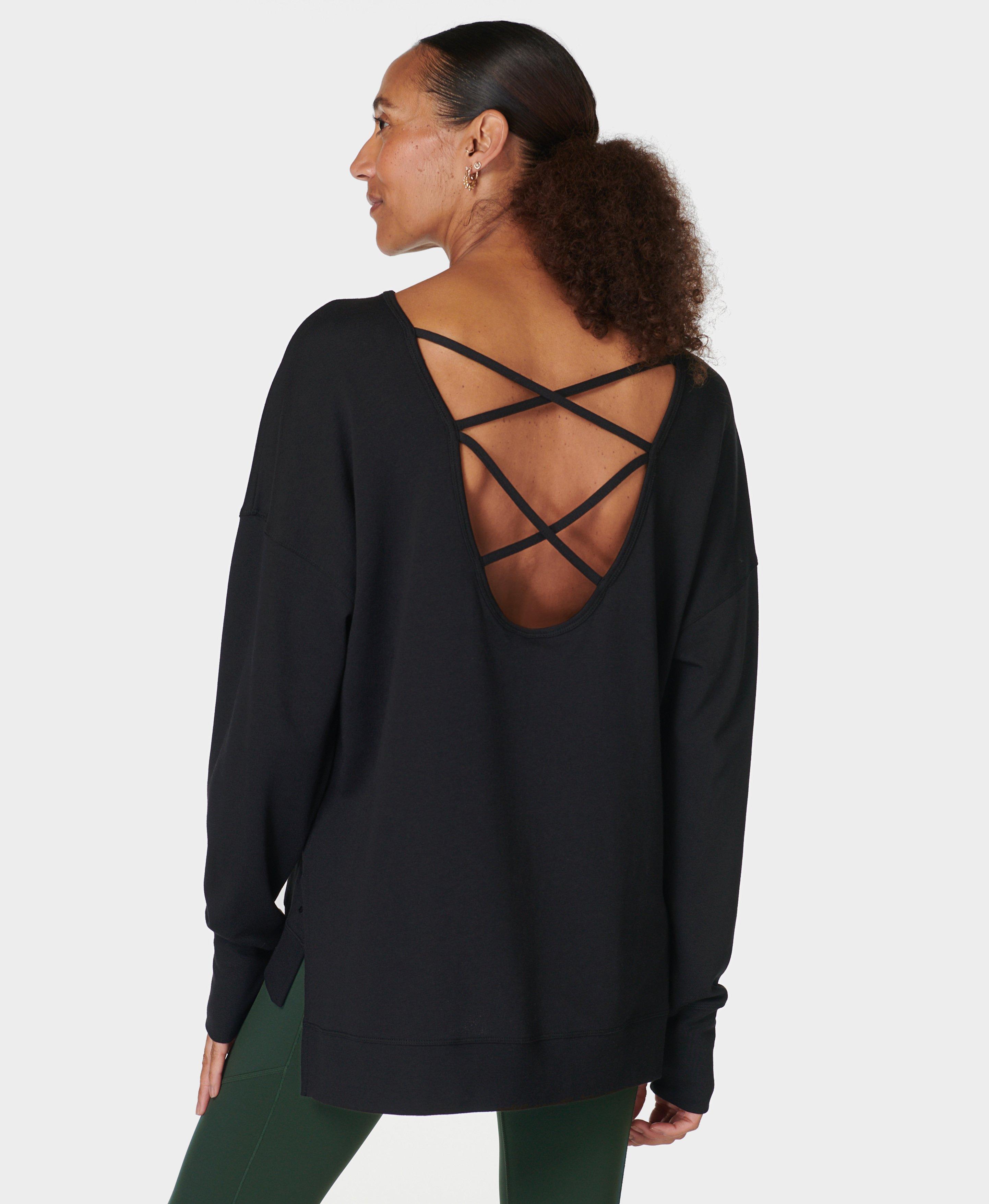 After Class Cross Back Sweatshirt - Black | Sweaty Betty