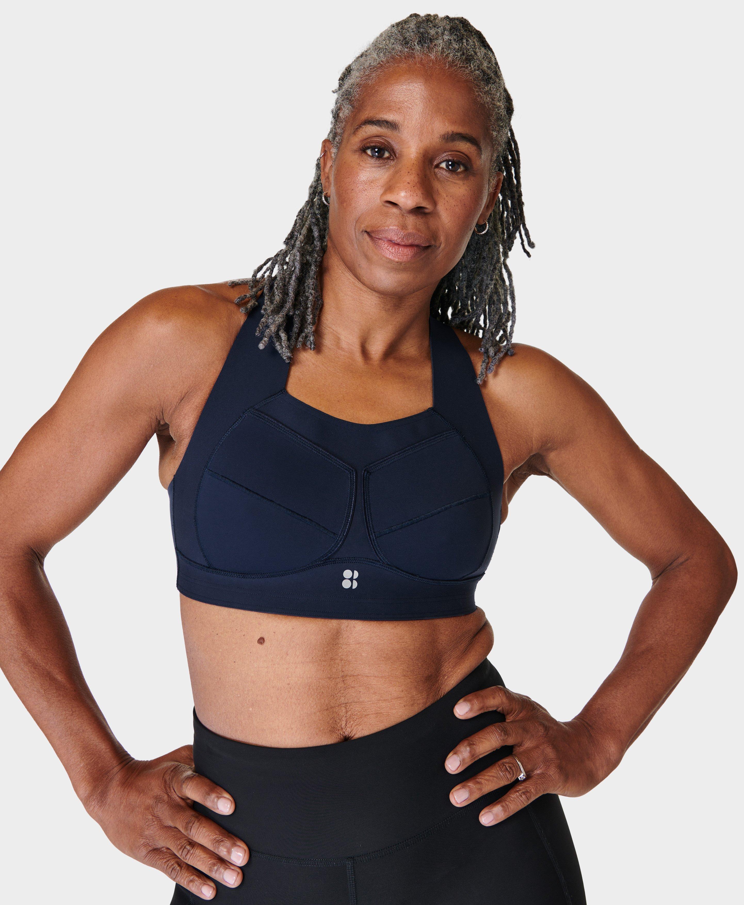 SWEATY BETTY Ultra Run 32B Women Sport Bra Black Stretch Activewear Gym