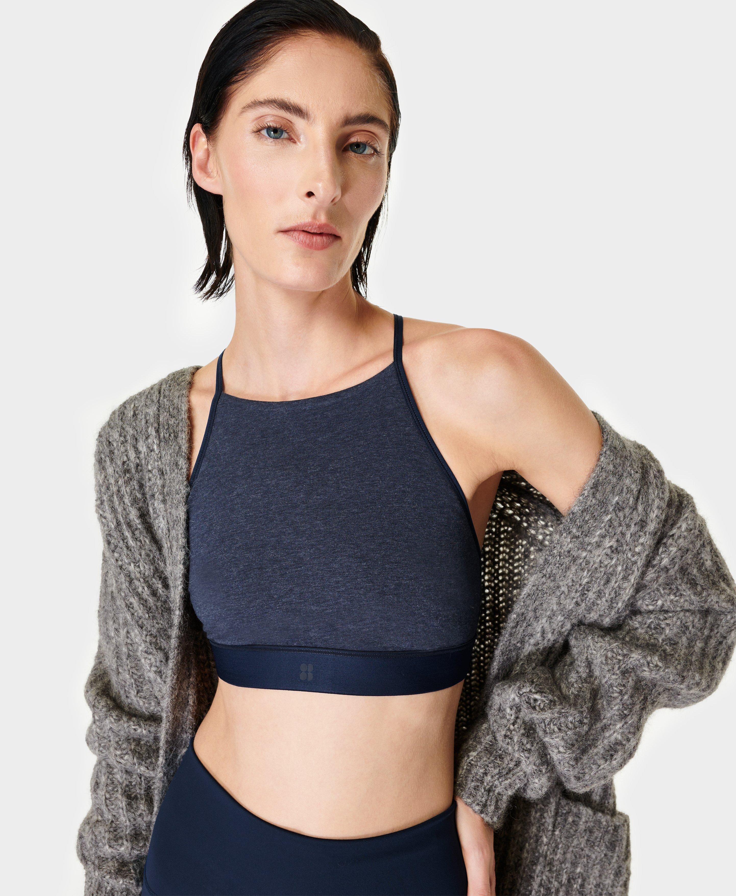 Sundown Soft Cotton High Neck Bralette- navyblueheather | Women's