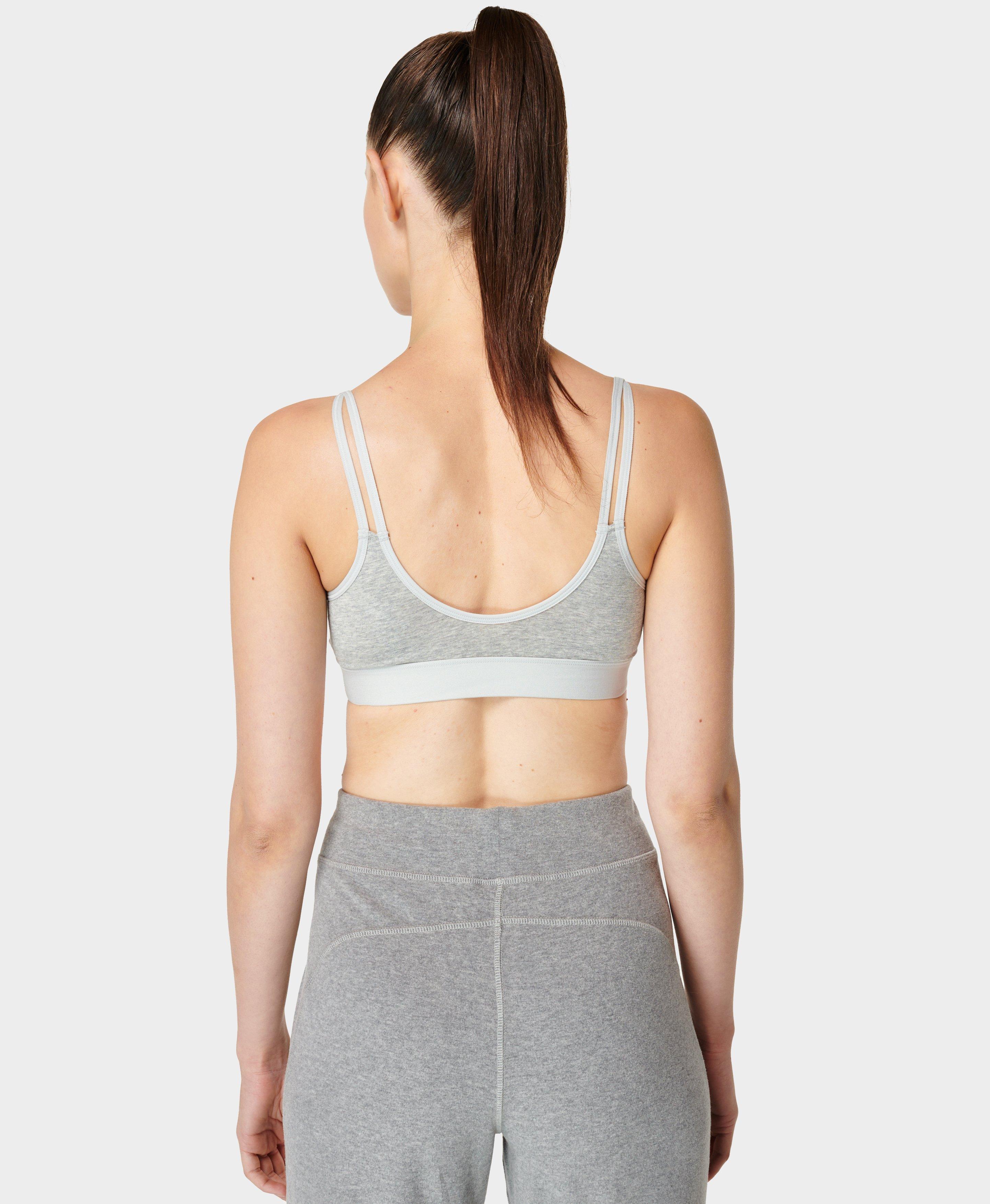 Bebe Heathered Gray Ribbed Knit Athletic Sports Bra - Depop