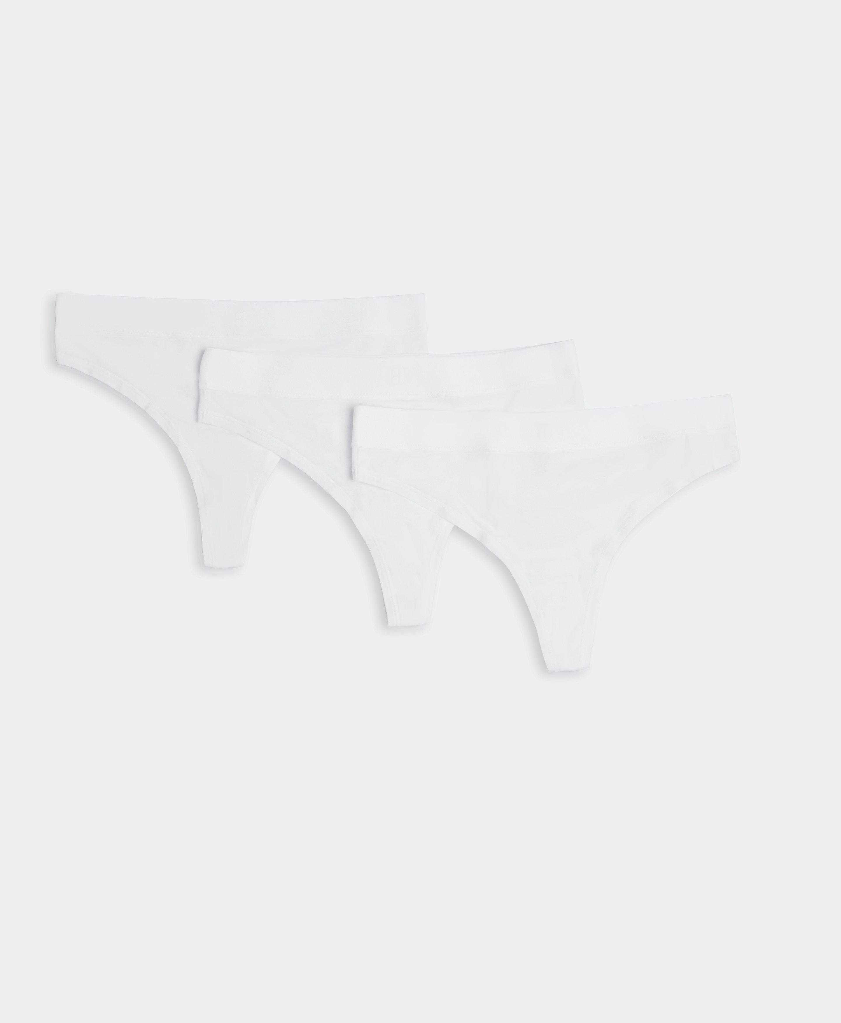 Sundown Soft Cotton Thong 3 Pack - White, Women's Sports Pants & Underwear