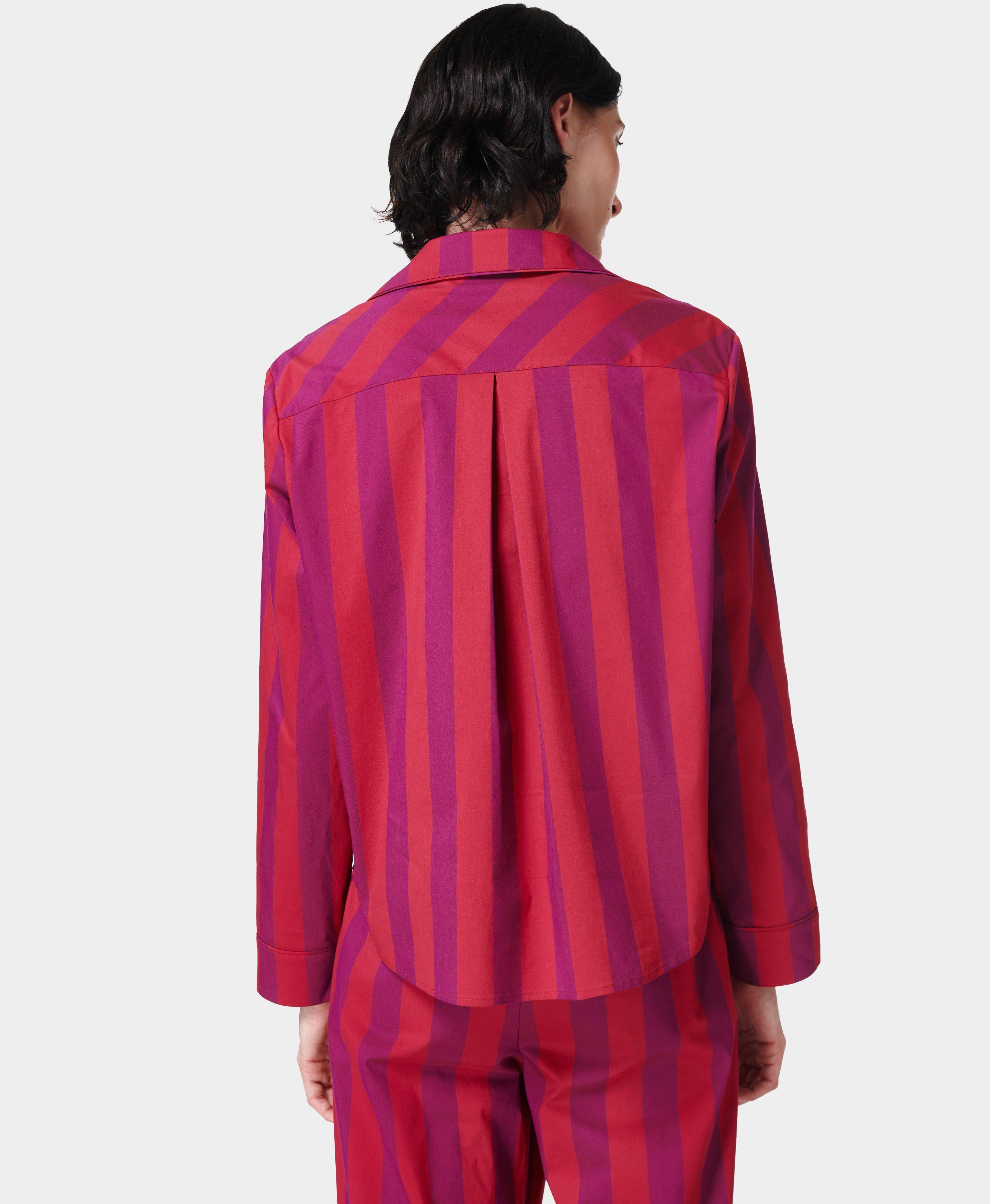 Restful Sleep Long Sleeve Pyjama Shirt Powered by Brrr ° - Amaranth Pink  Bold Stripe