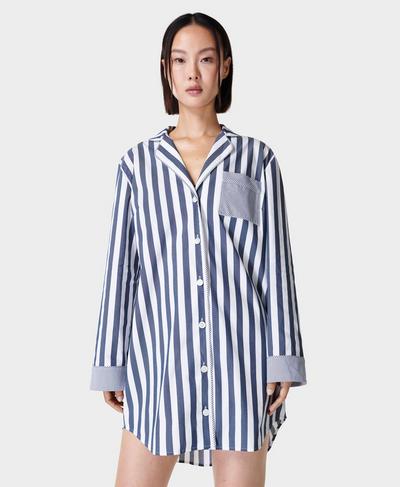 Restful Sleep Shirt Powered by Brrr °, Blue Large Stripe Print | Sweaty Betty