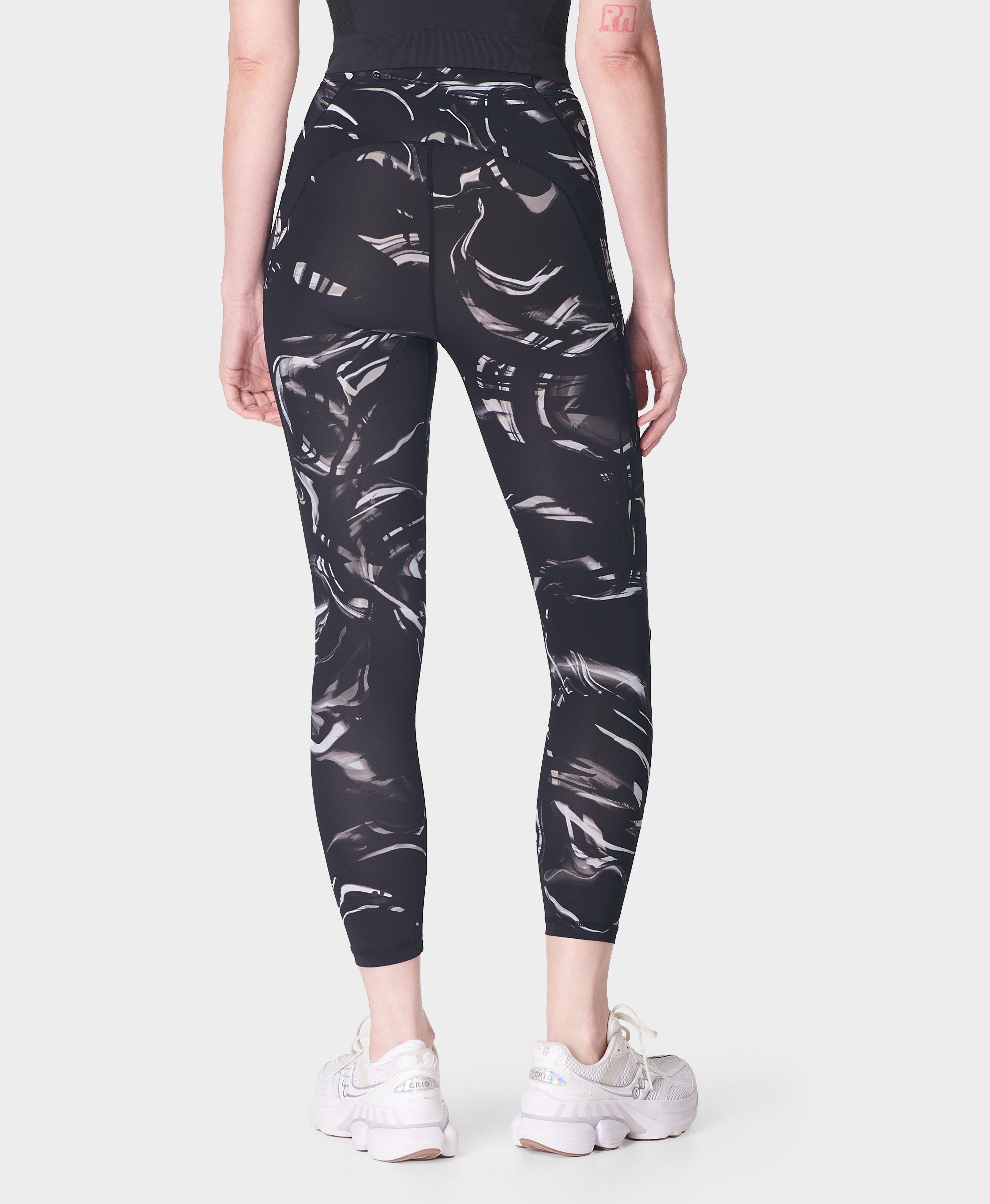 Rapid Run 7 8 Leggings Black Smokey Lights Print Women s Leggings Sweaty Betty