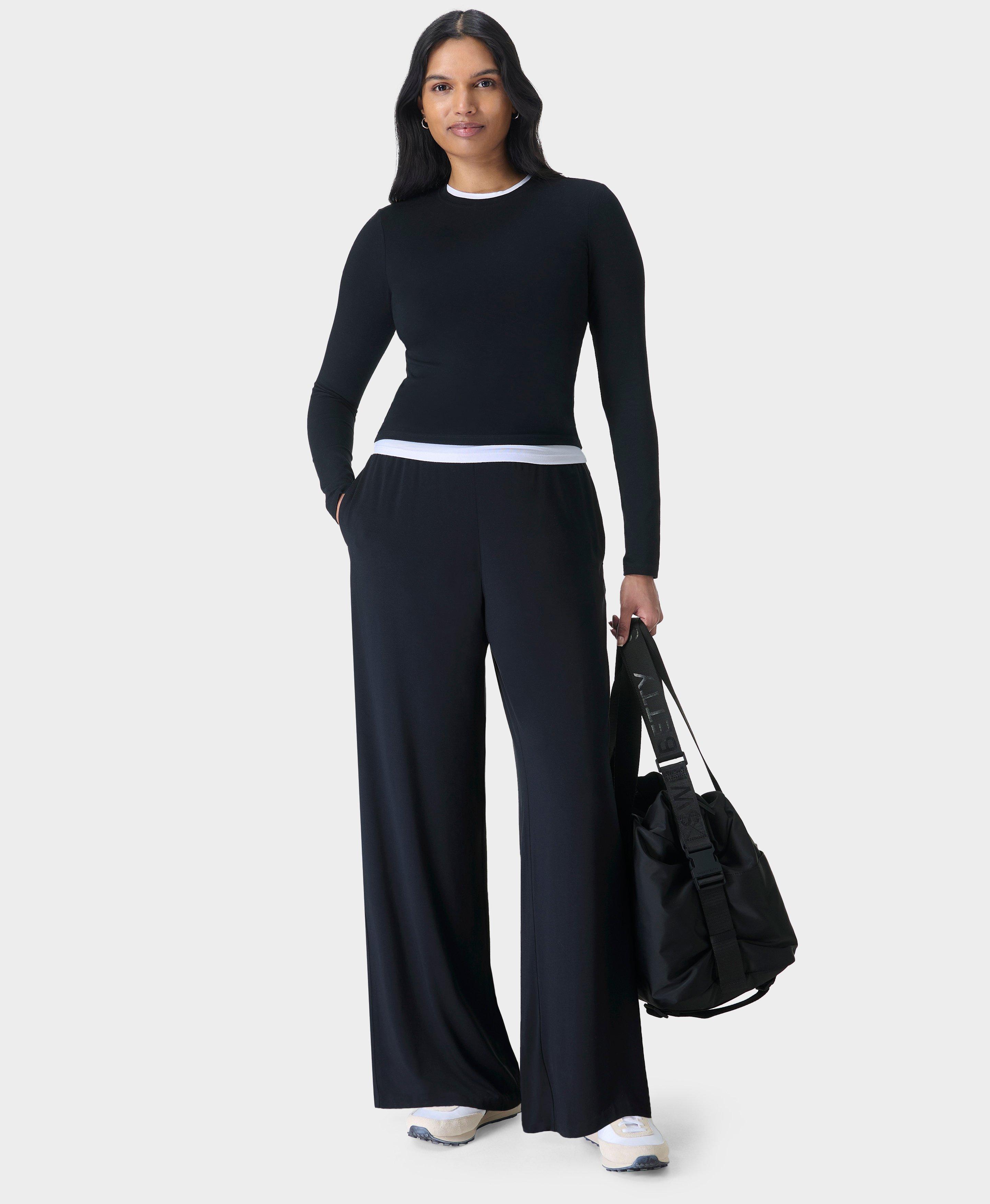 Women's Long Modal Comfy Drawstring Trousers Loose Straight