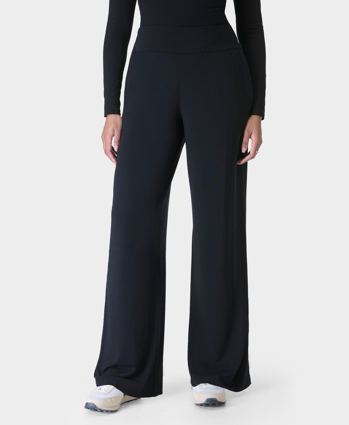Modal Wide Leg Trousers - Black | Women's Trousers & Yoga Modal Wide Leg Trousers - Black | Women's Trousers & Yoga