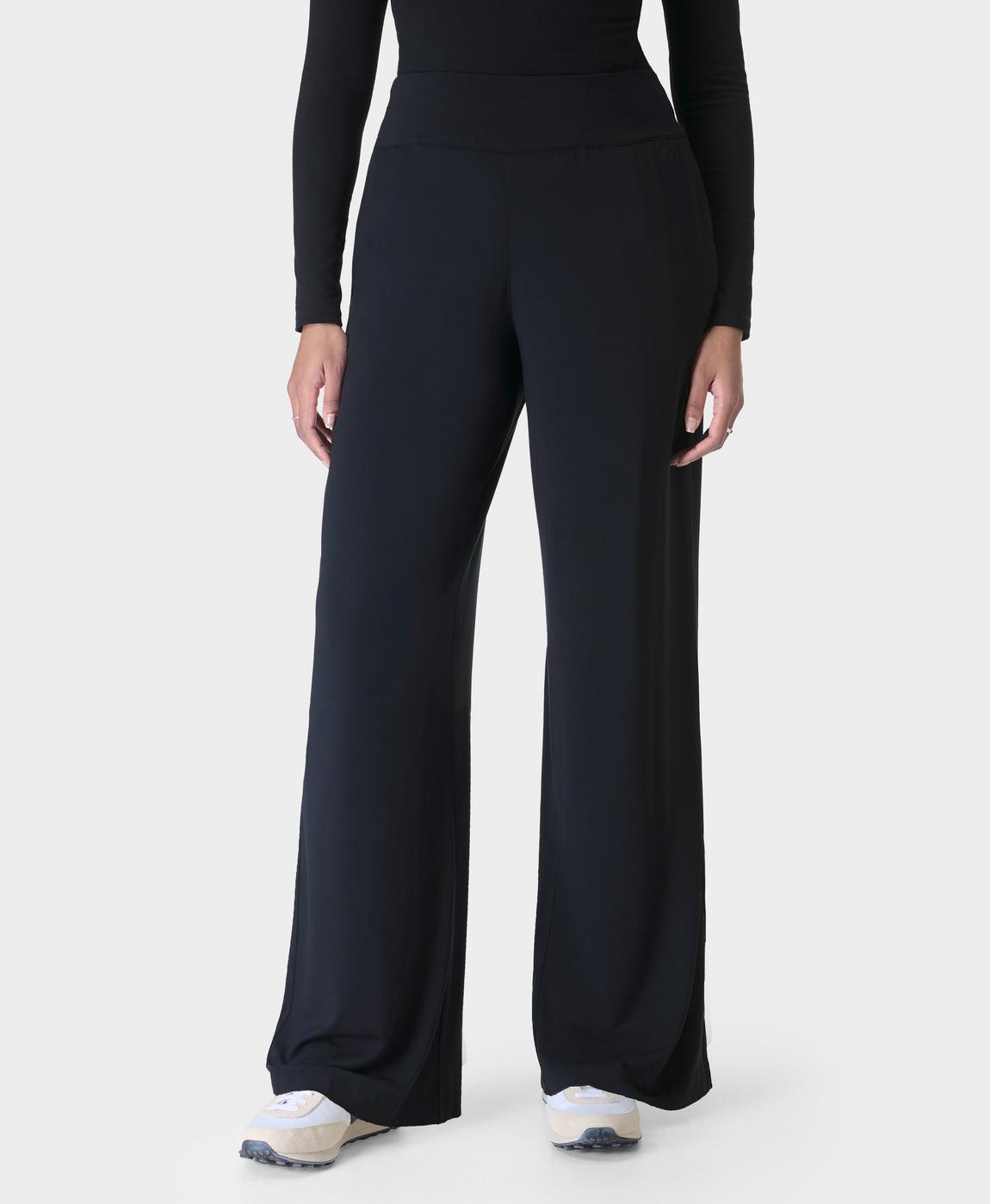 Modal Wide Leg Pants - Black, Women's Pants