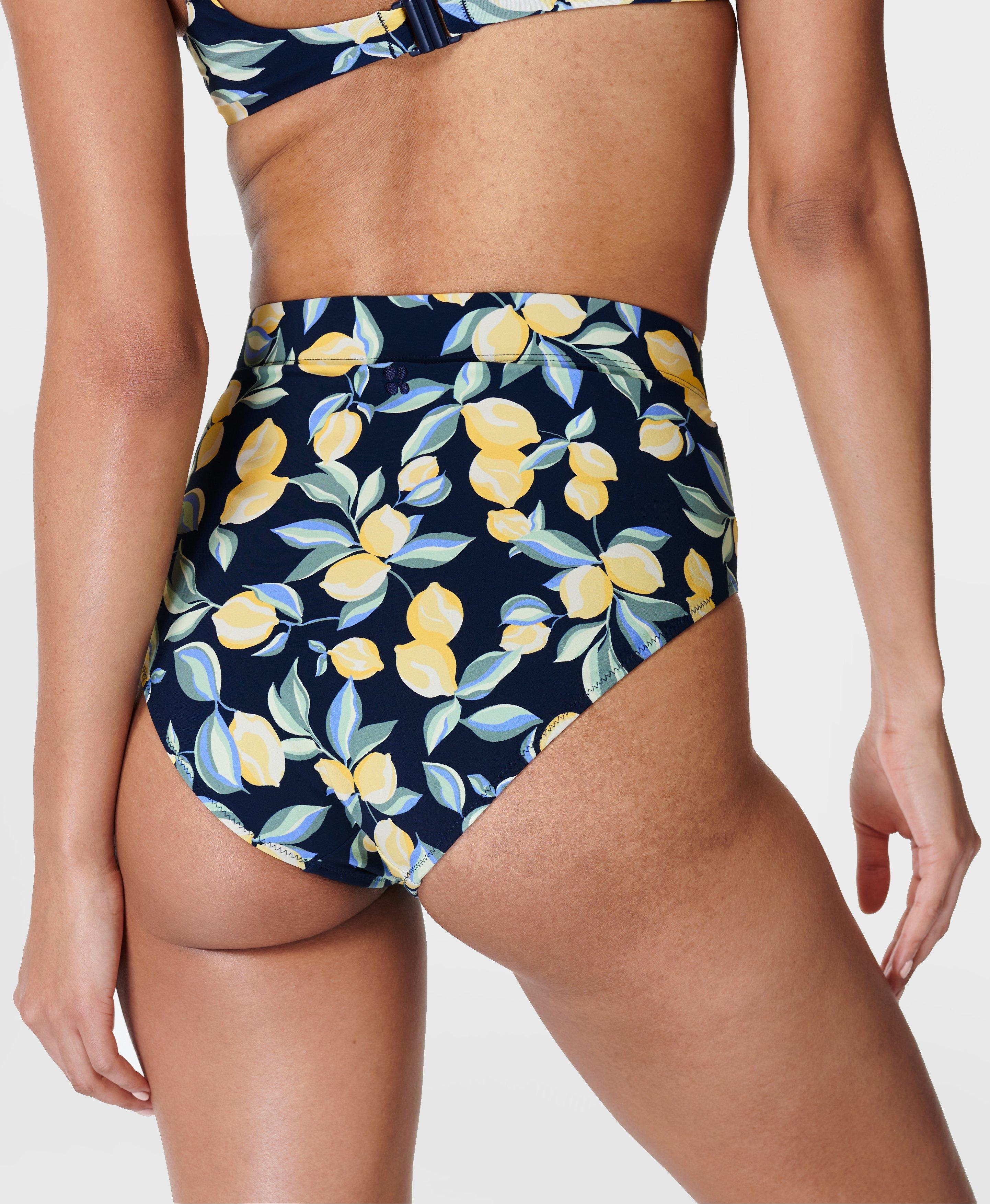 Lemon print best sale high waisted bikini