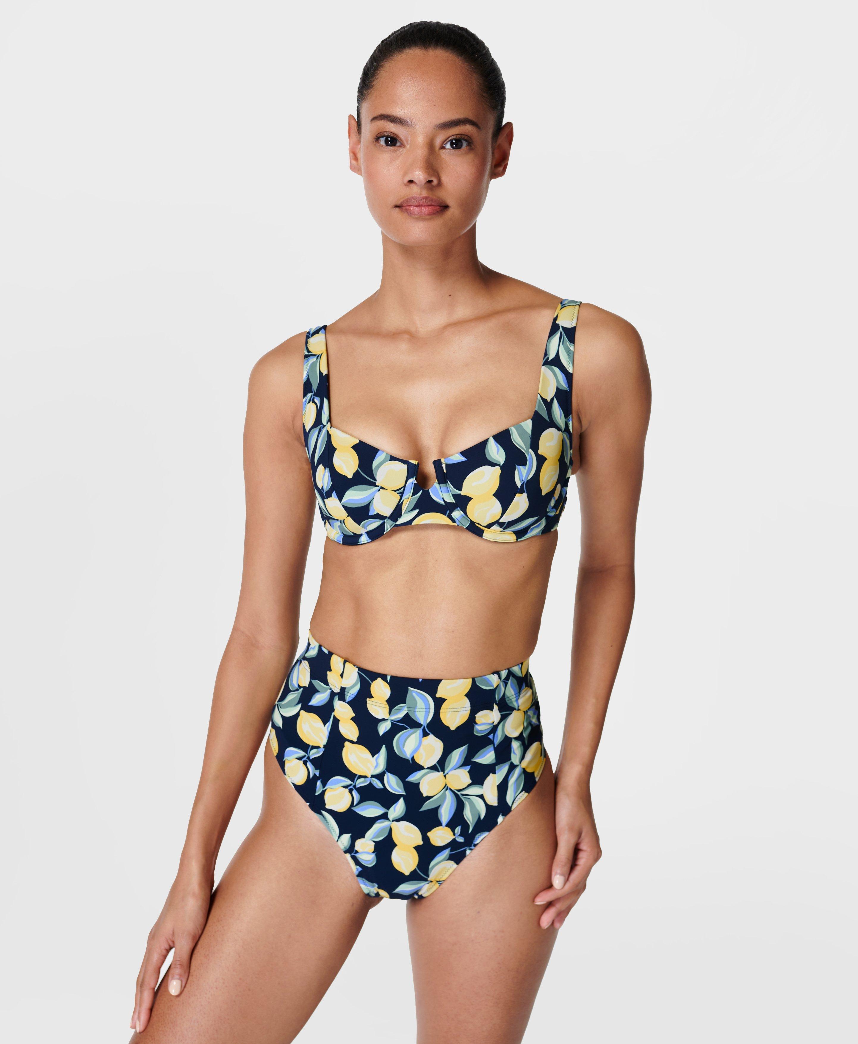 Brook High Waist Xtra Life Bikini Brief - Blue Lemon Tree Print