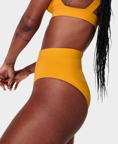 Brook High Waist Xtra Life Bikini Briefs, Haze Yellow | Sweaty Betty