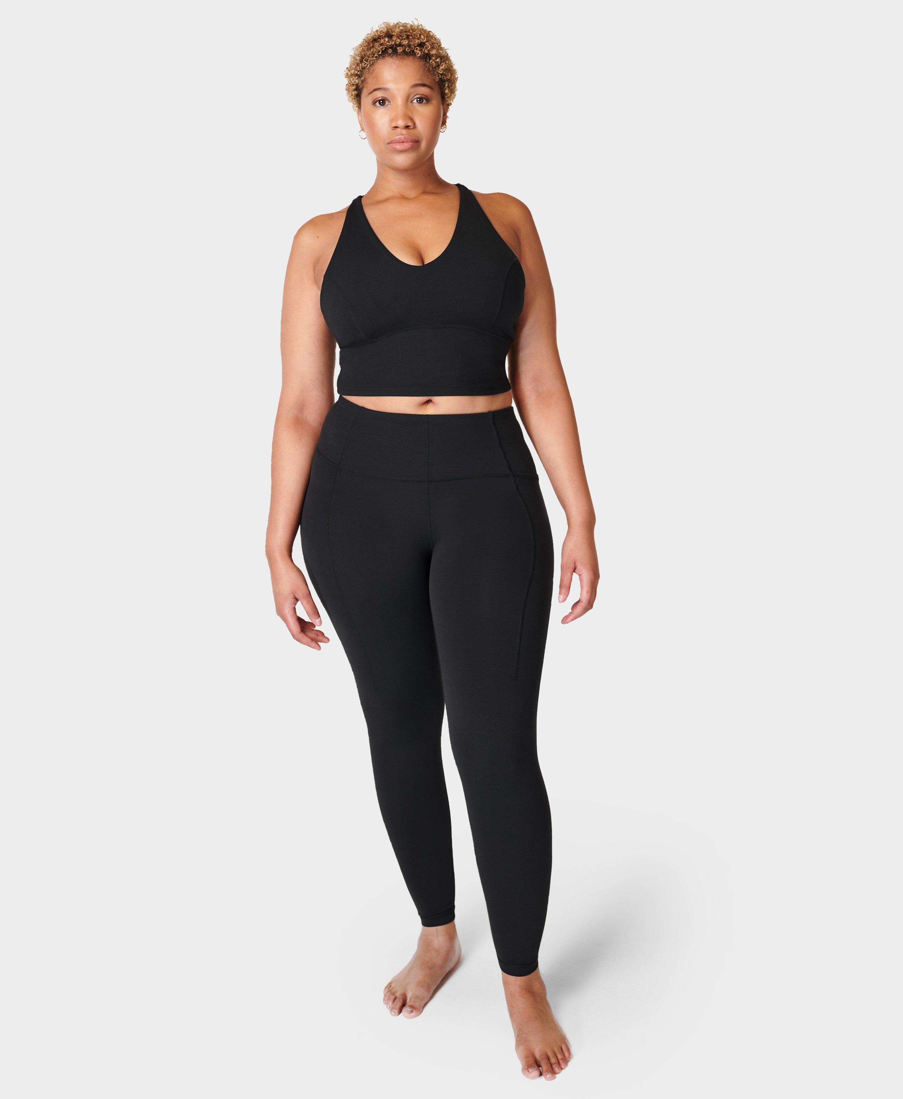 Super Soft Crop Strappy Back Workout Bra Tank - Black, Women's Vests