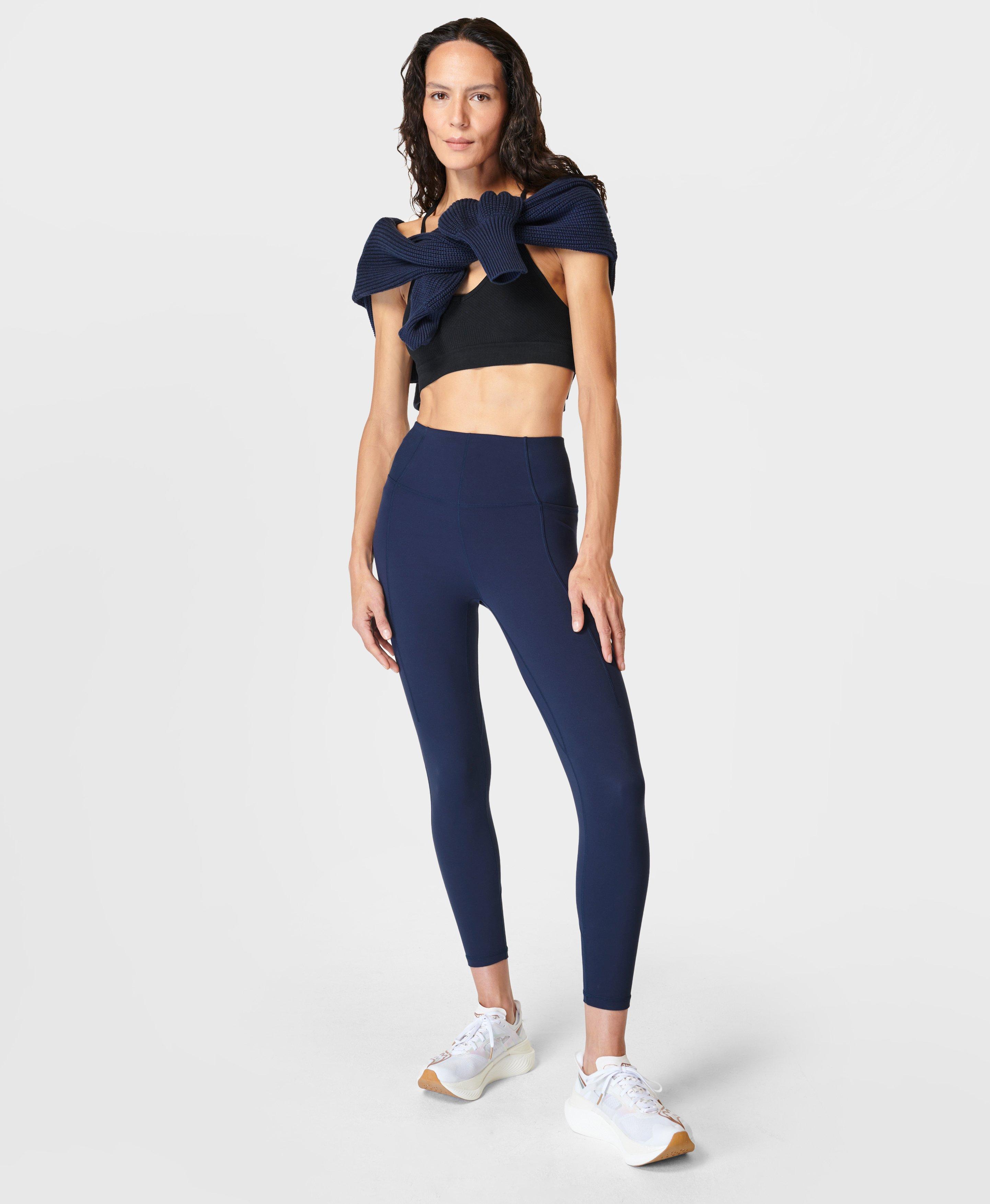 Super Soft Ribbed 7/8 Yoga Leggings - Navy Blue