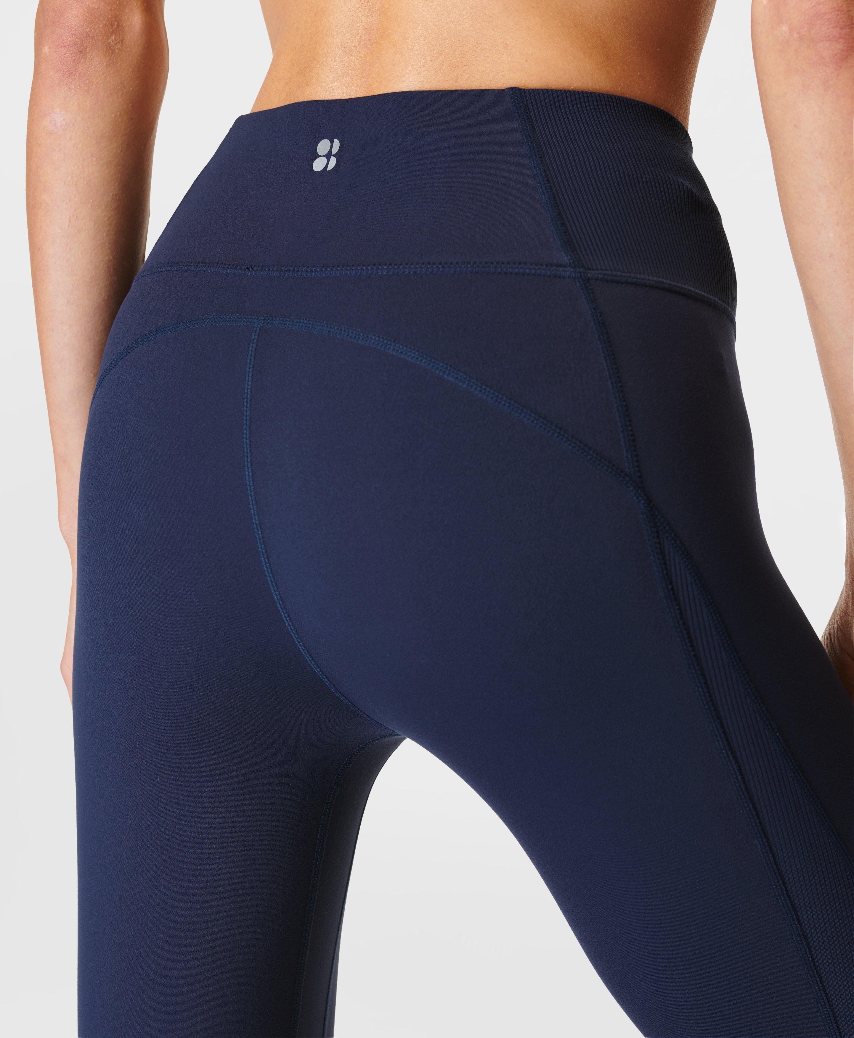 RBX womens S navy blue nylon blend stretch leggings athletic a3