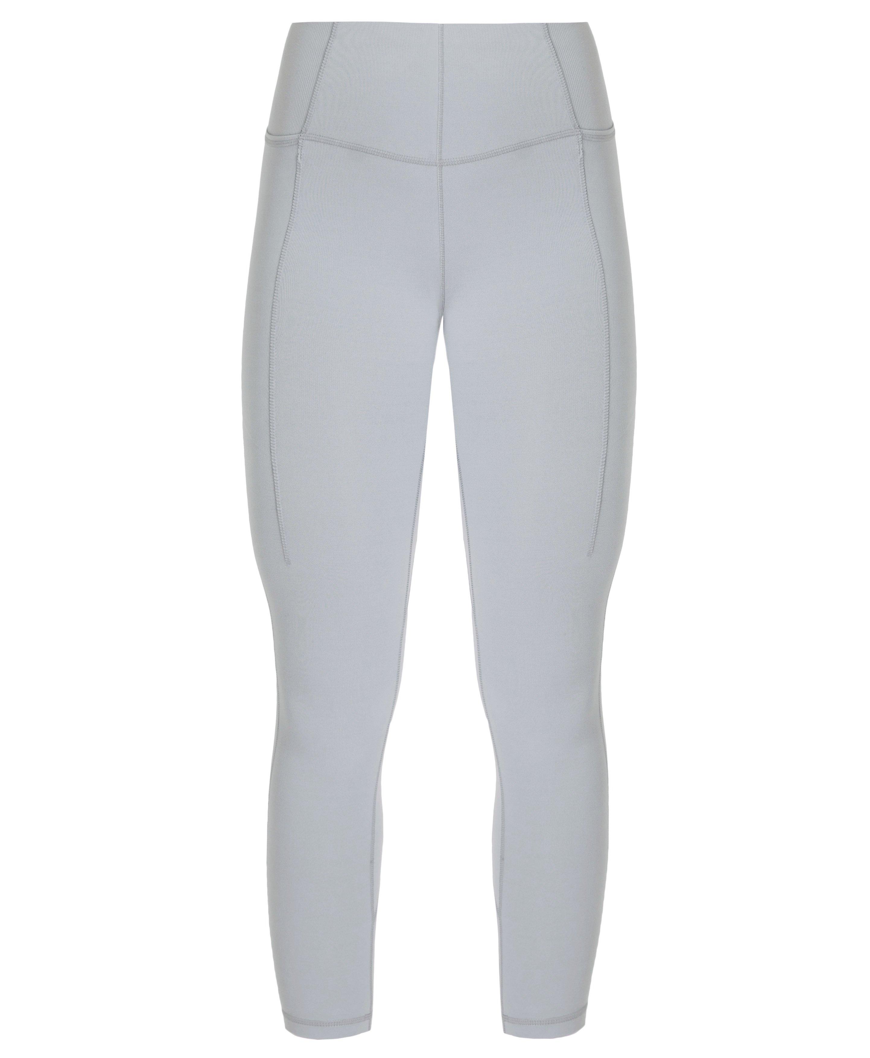 Gaiam Leggings Womens Medium Gray White Stripe Stretch Athletic Yoga Pants  EUC