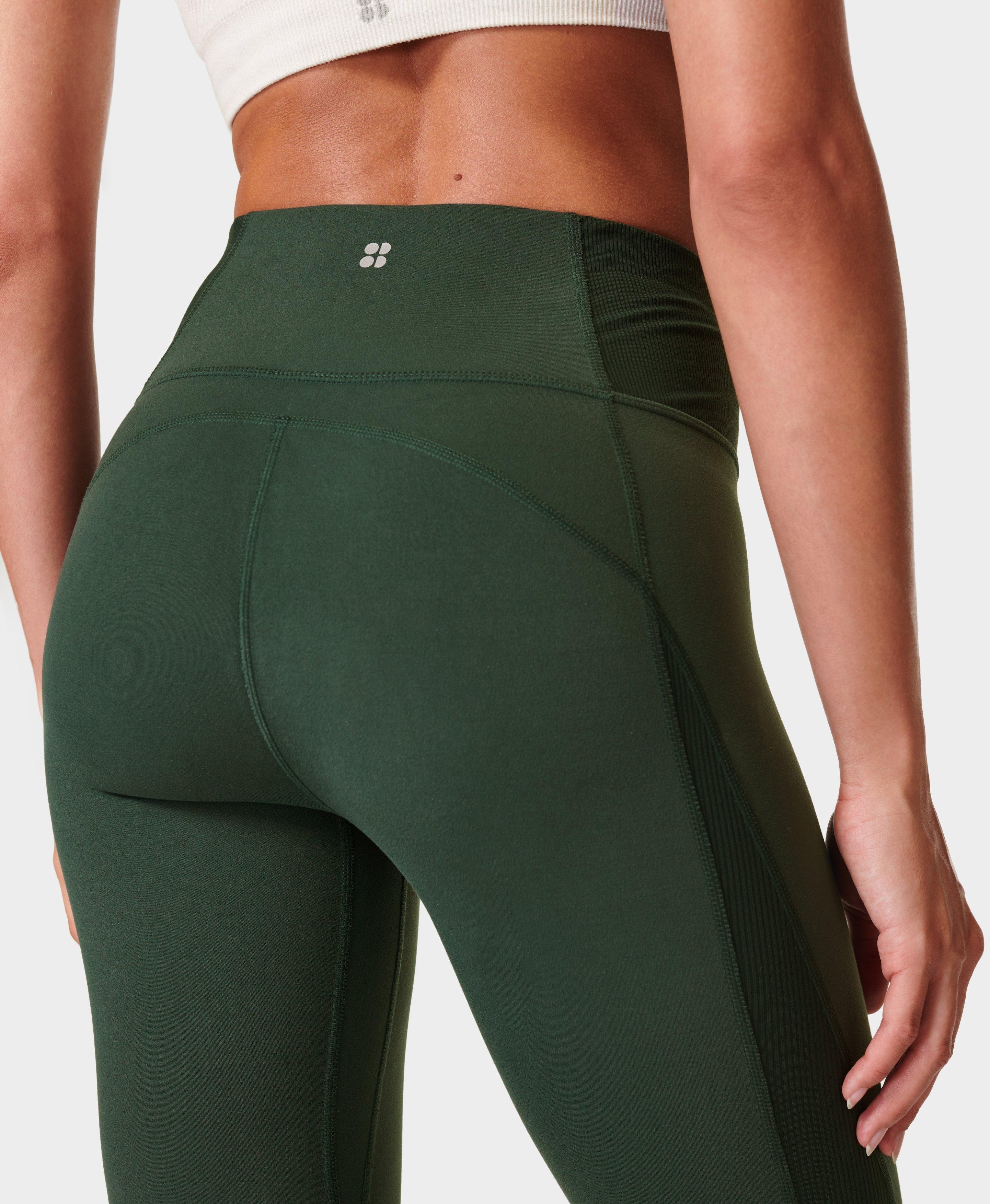 Sage Green Snatched Rib Cuffed Detail Leggings