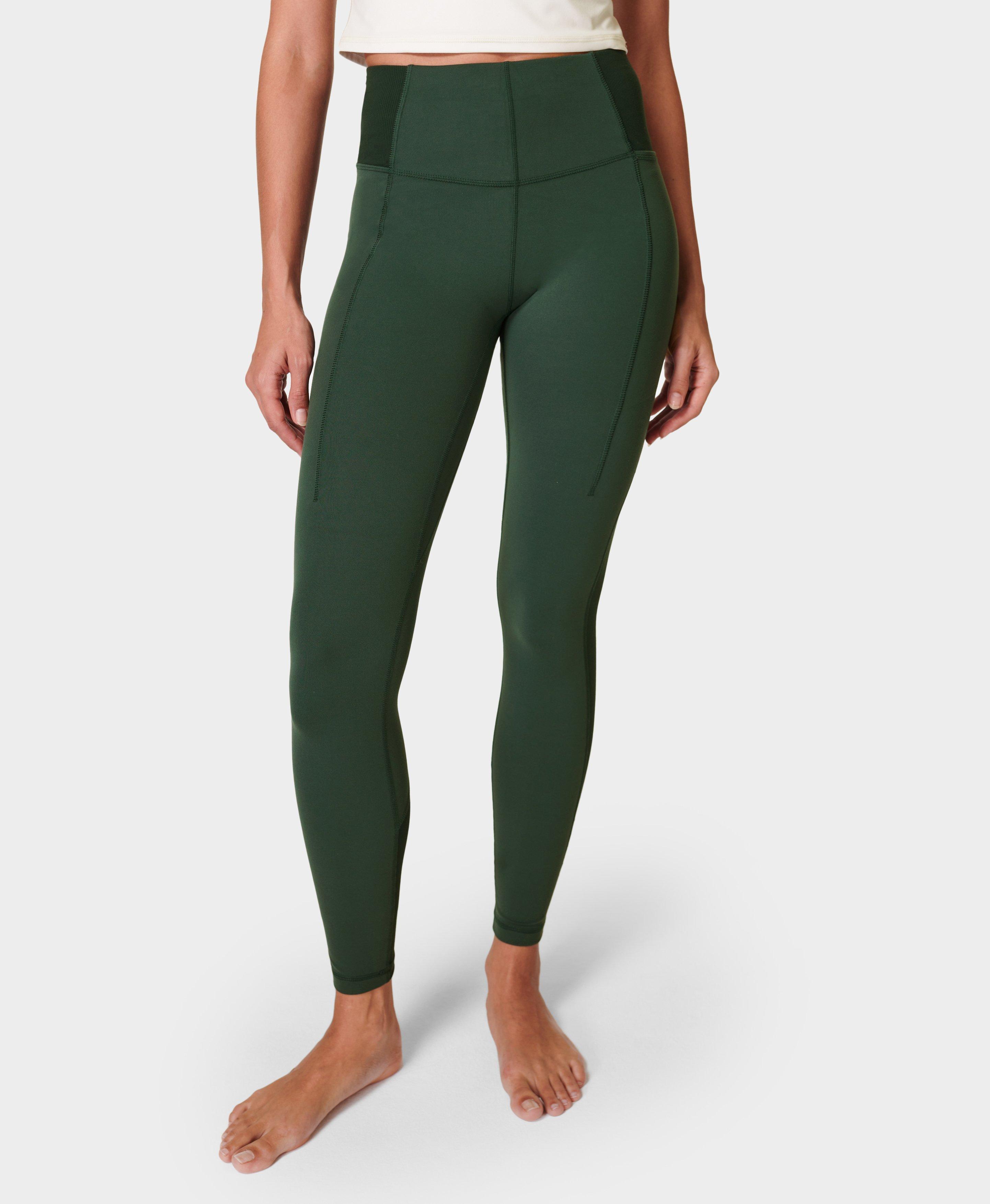 Super Soft Ribbed Yoga Leggings - Trek Green