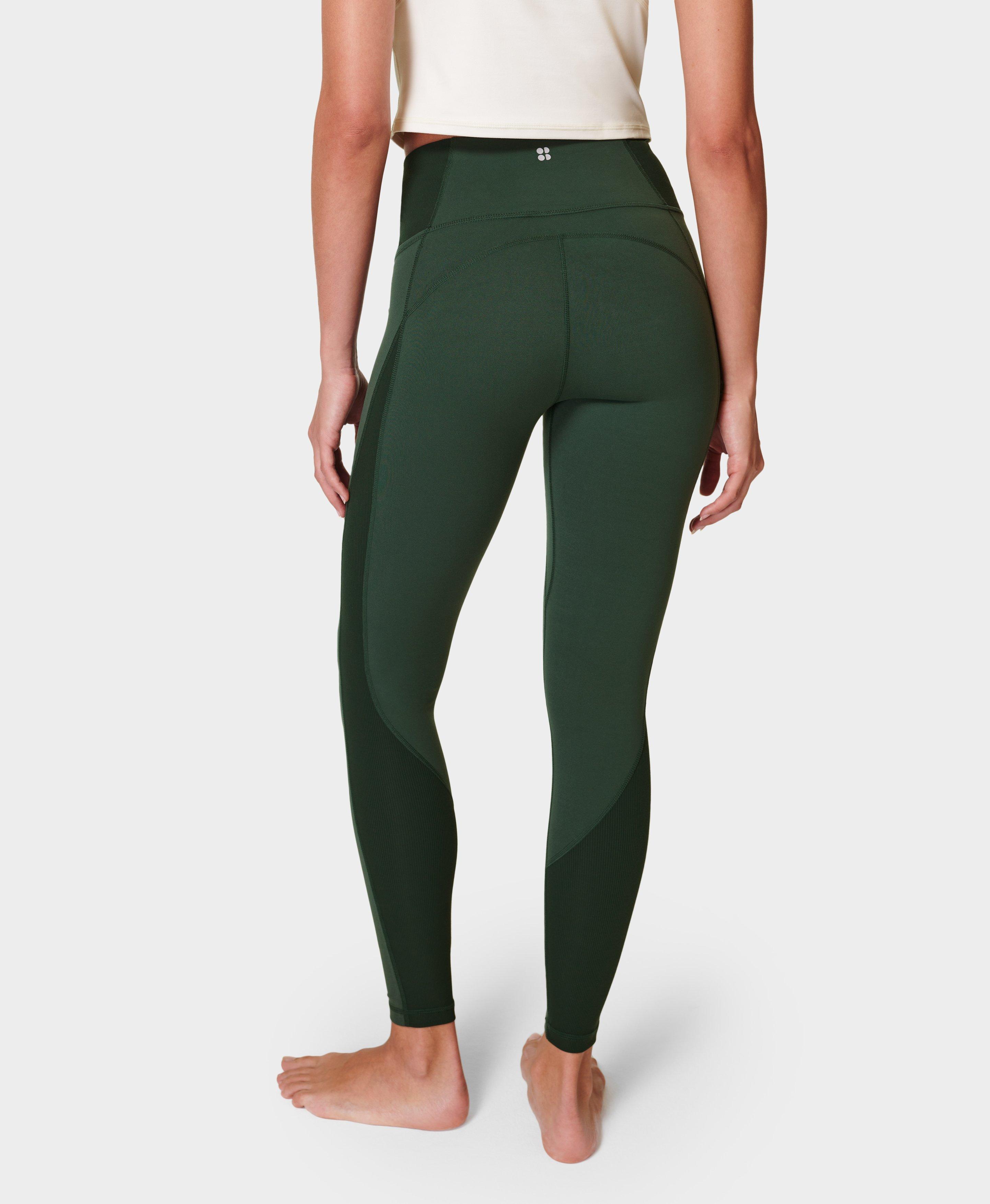CAICJ98 Womens Pants SweatyRocks Women's Basic Leggings Stretchy Slim  Elastic High Waist Work Pants Green,S