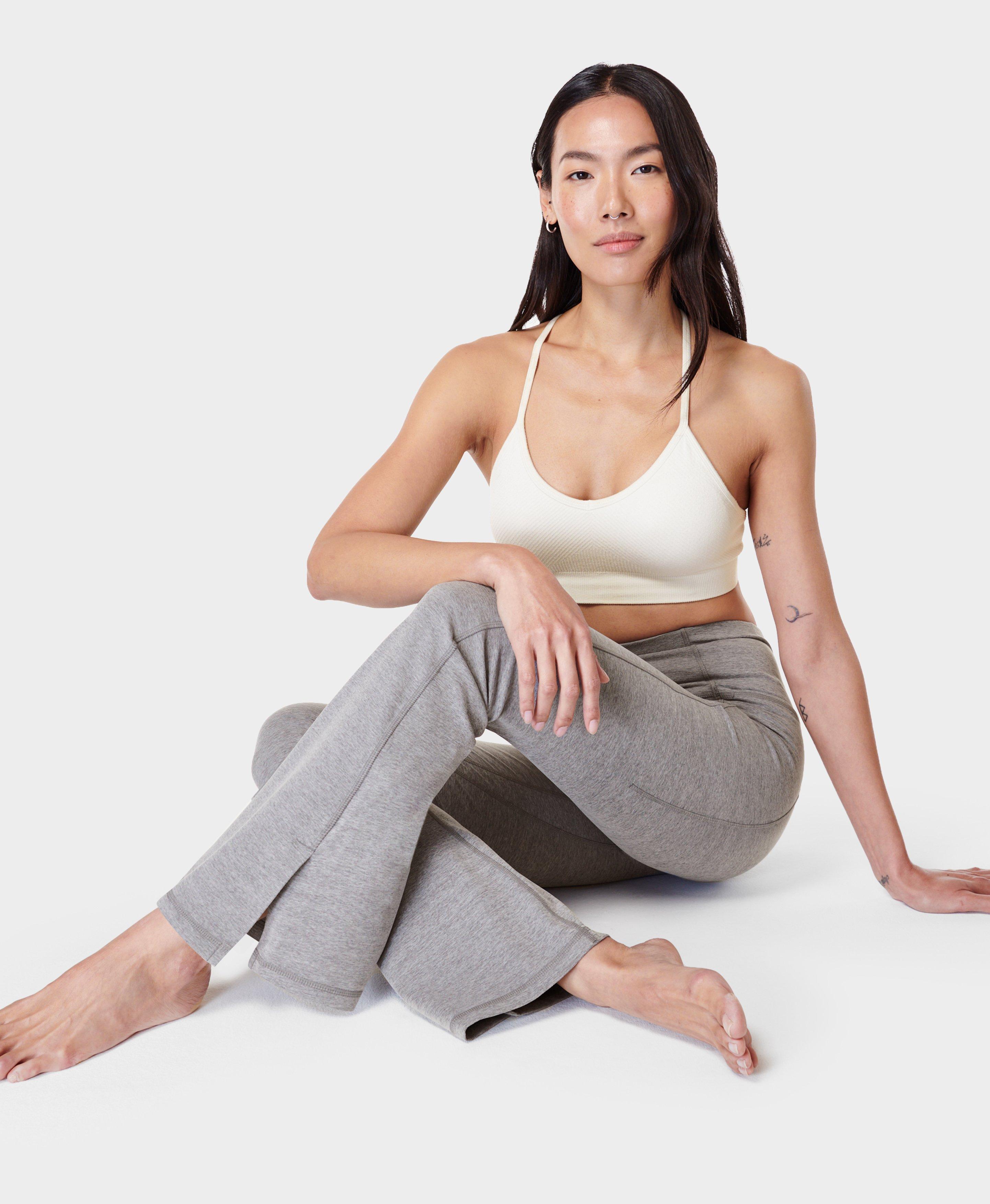 Super Soft Flare Yoga Trousers - Medium Grey Marl