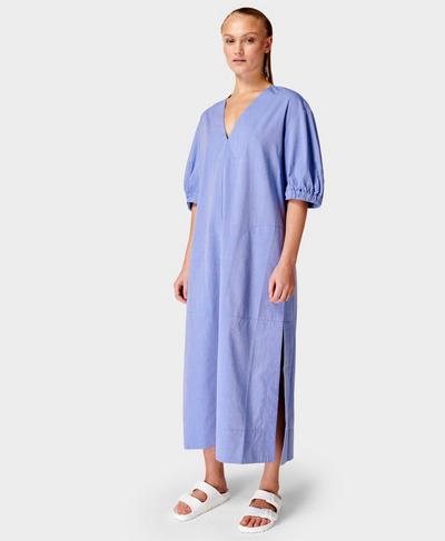 Loren Poplin Midi Dress, Oxford Chambray Blue | Sweaty Betty