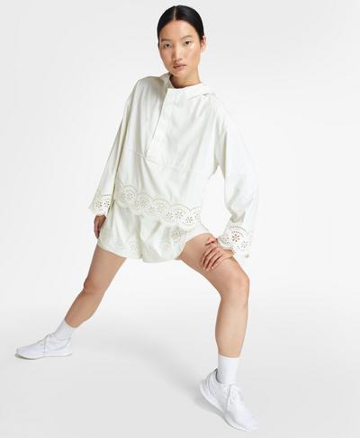 Broderie Pullover Hoodie, Lily White | Sweaty Betty