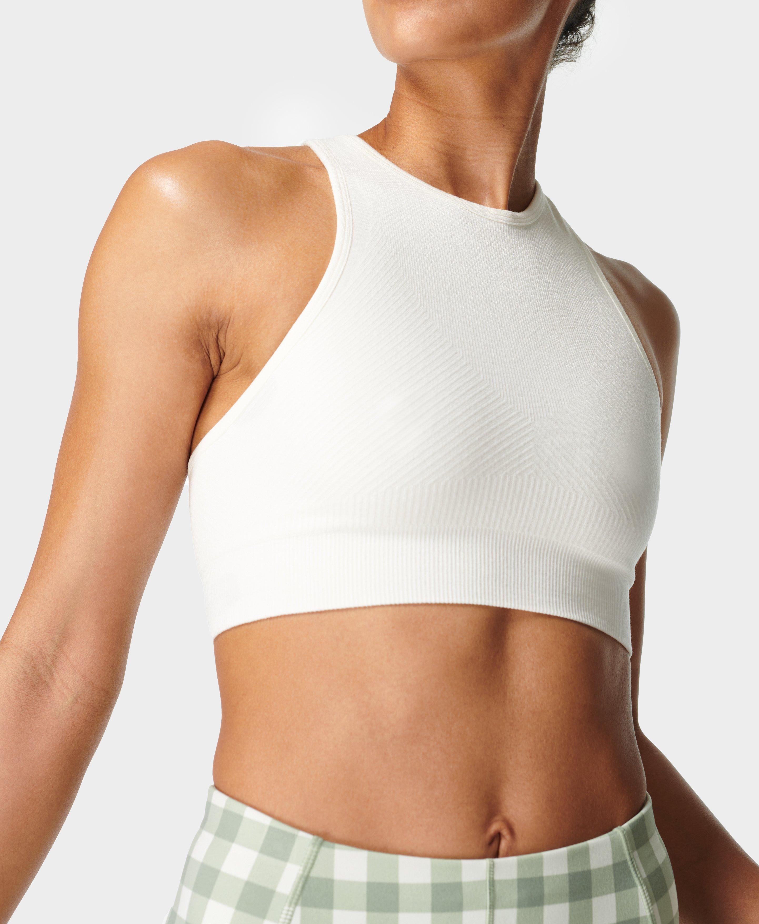 Mindful Seamless High Neck Yoga Bra - Lily White, Women's Sports Bras