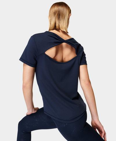 Twist Yoga T-shirt , Navy Blue | Sweaty Betty