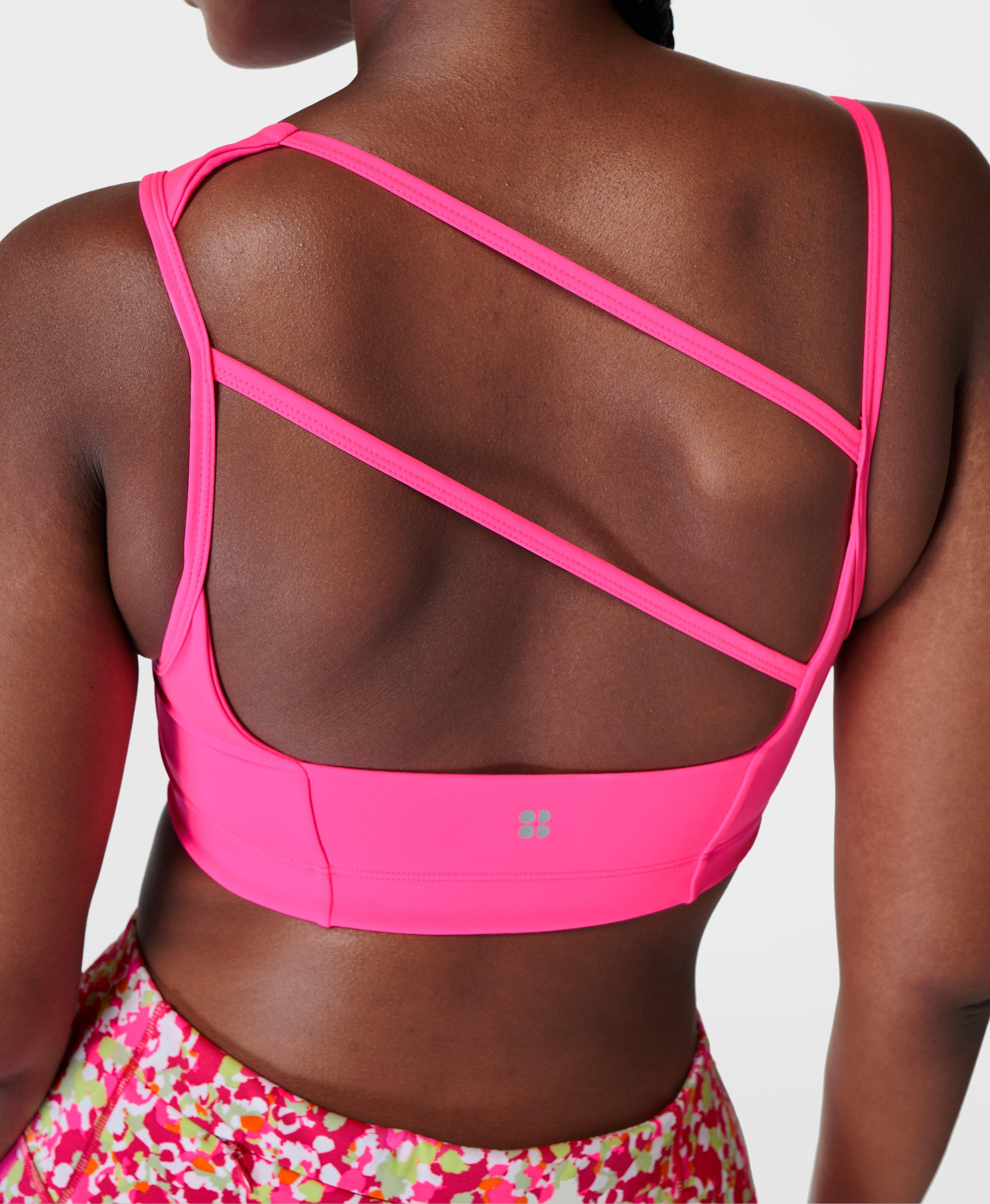 New Women's Jockey Sports Bra Racerback Crop Top in Striped Pinks